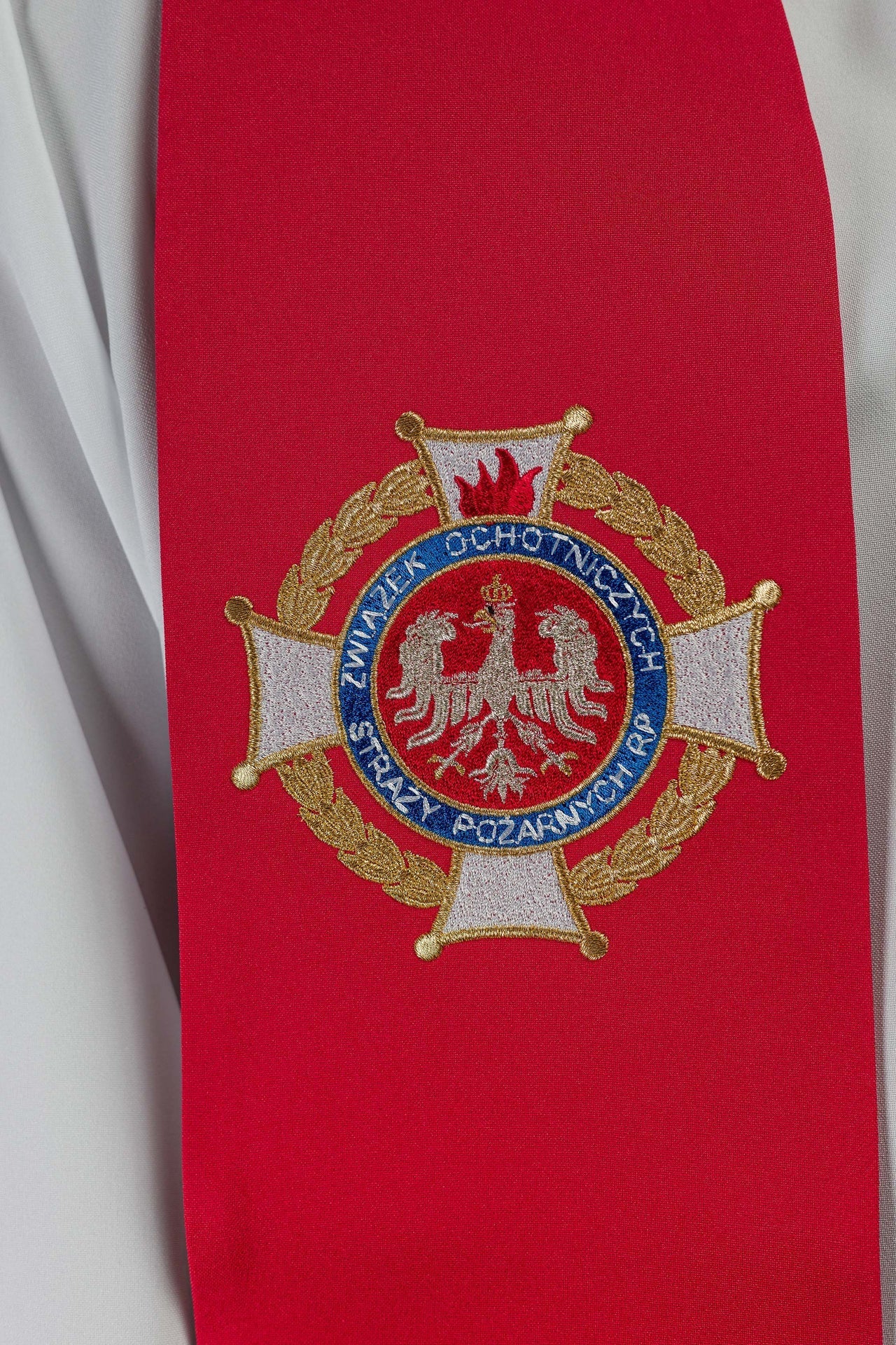 Stuła Kapłańska Haftowana Św. Florian - Elegancka Szata Liturgiczna - SZATYLITURGICZNE.PL