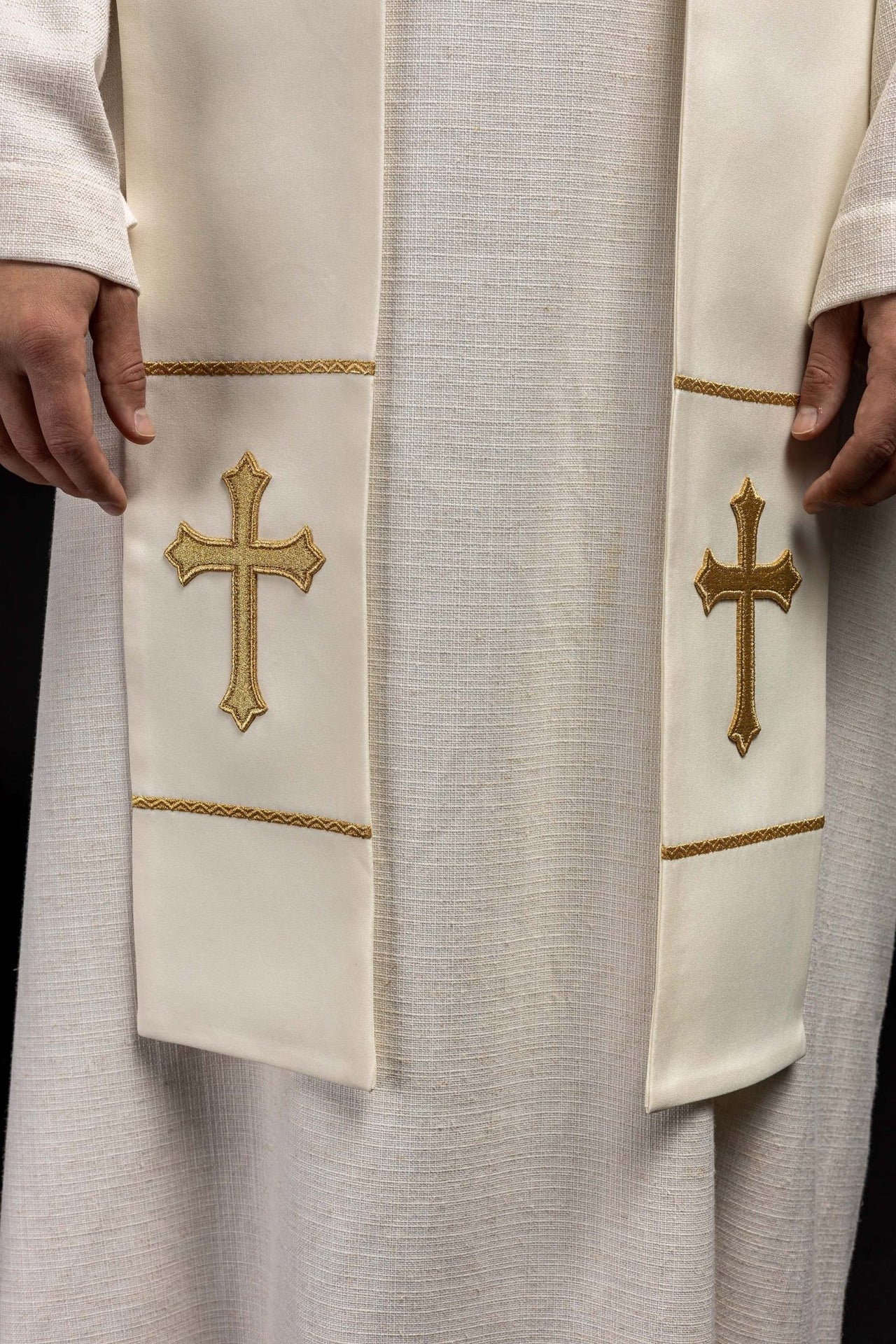 Stuła kapłańska Jezus Miłosierny Jezu Ufam Tobie ecru - SZATYLITURGICZNE.PL