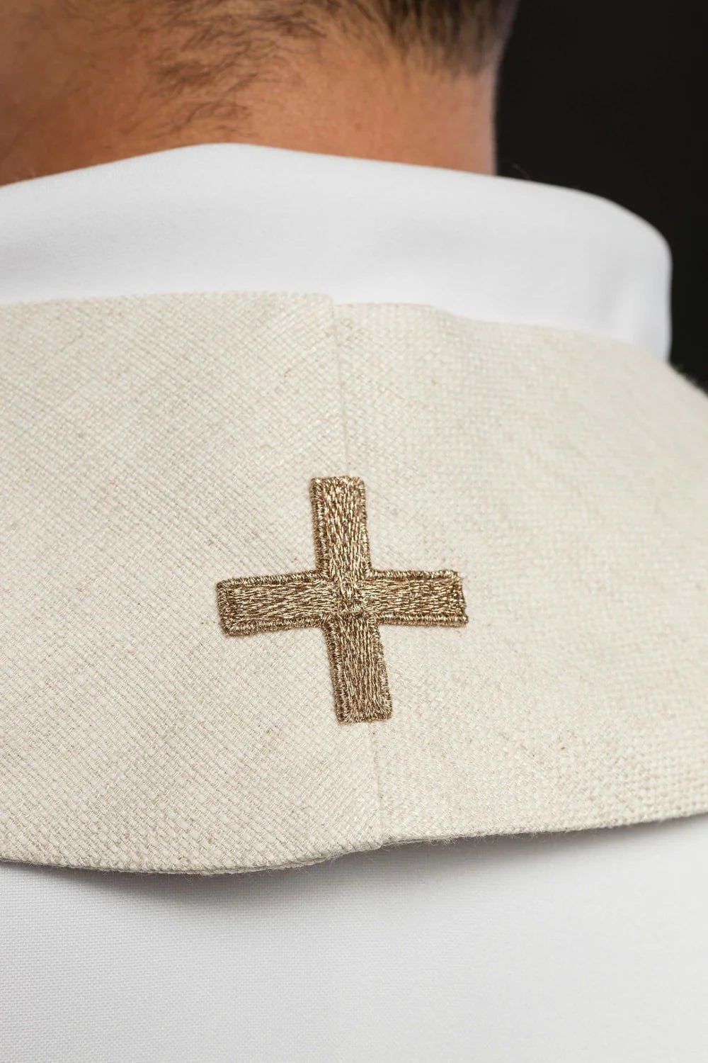 Stuła Liturgiczna Ecru - Jezus Dobry Pasterz z Haftem - SZATYLITURGICZNE.PL