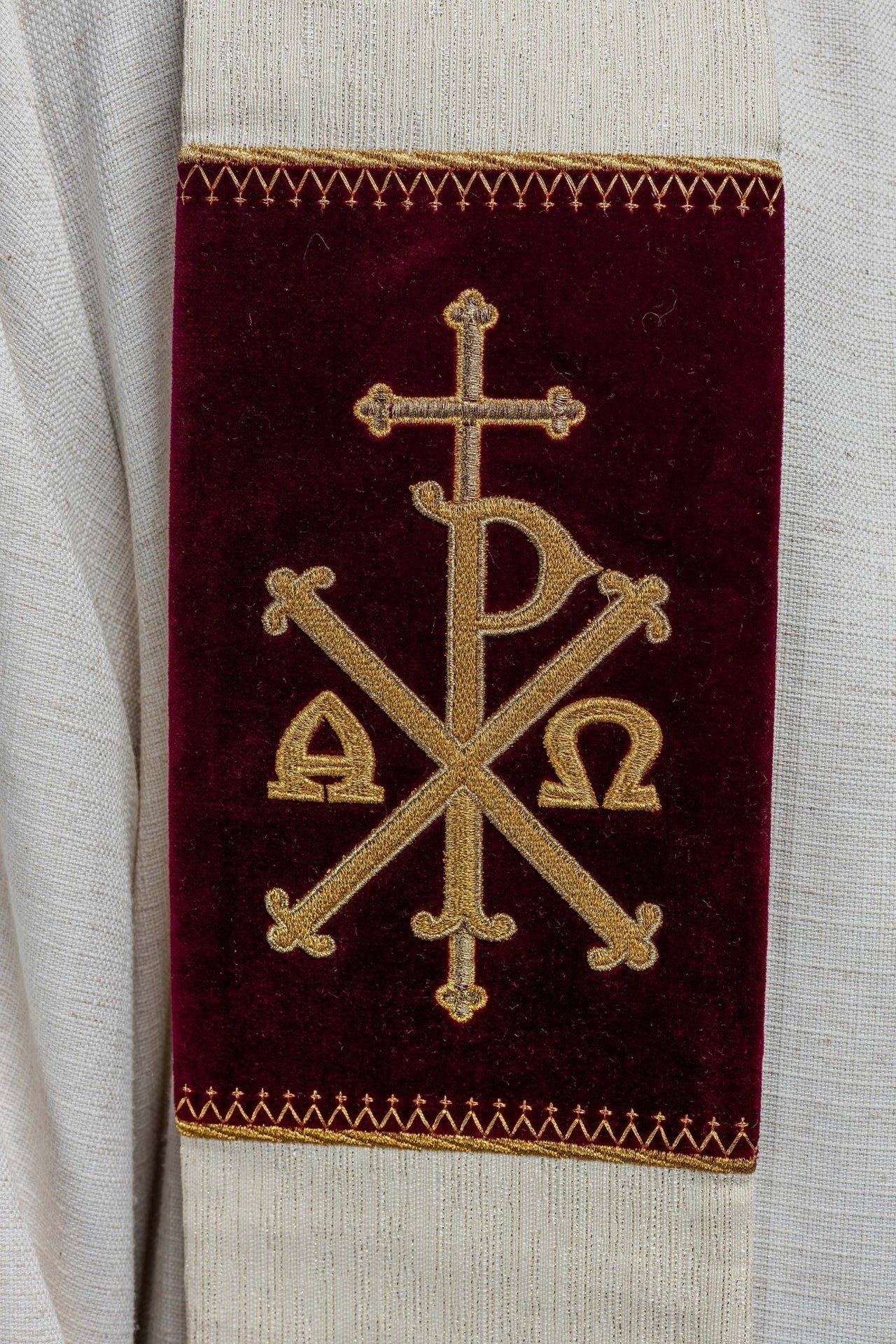 Stuła Liturgiczna Haft Kielich Eucharystyczny i PAX - Elegancka - SZATYLITURGICZNE.PL
