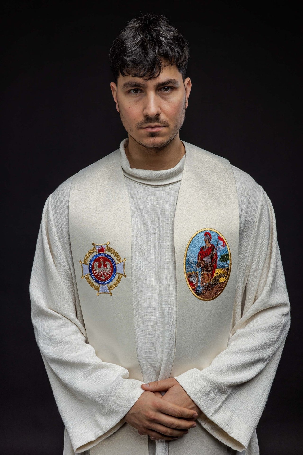 Stuła Liturgiczna Haftowana Św. Florian - Polska Produkcja - SZATYLITURGICZNE.PL