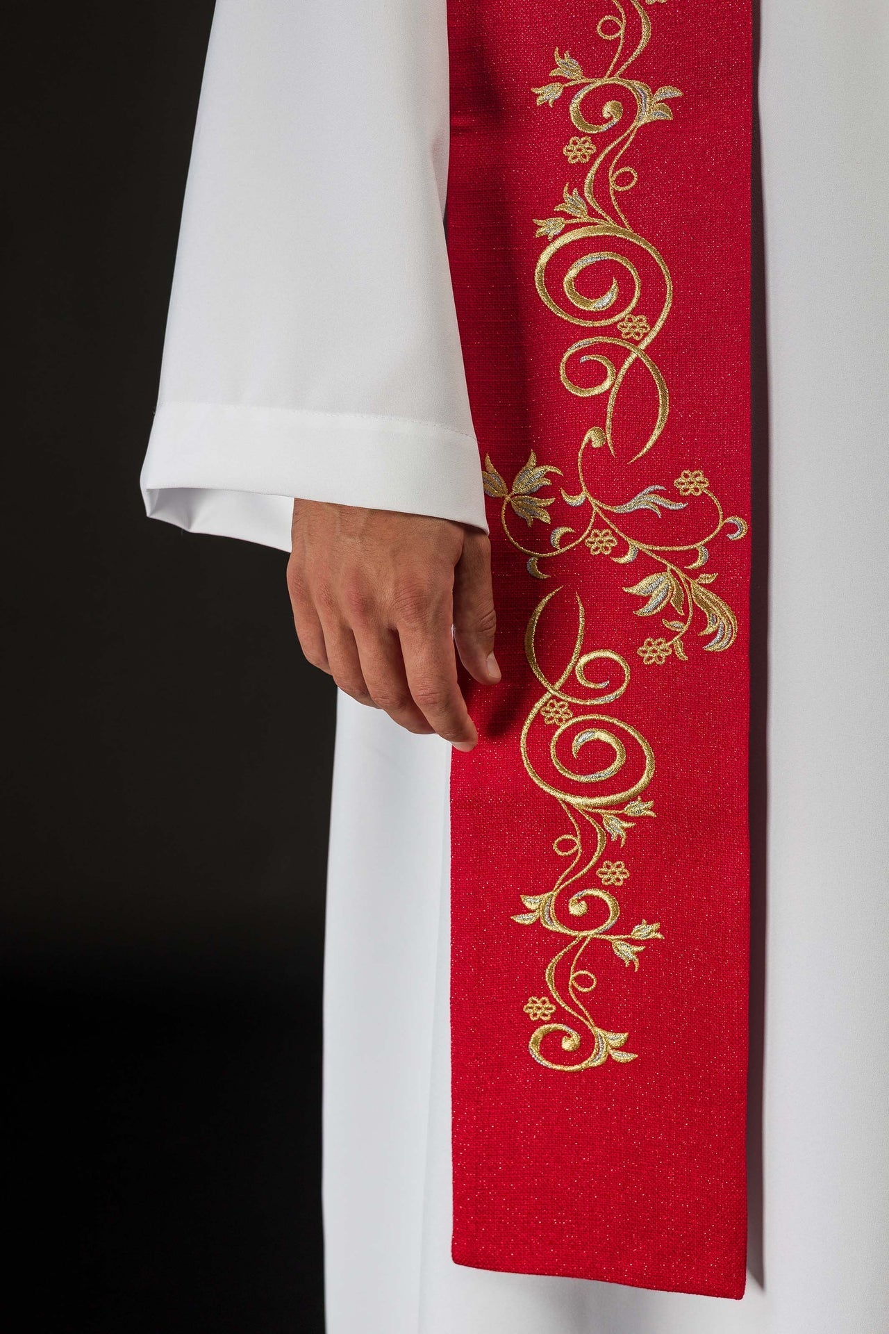 Stuła Liturgiczna Haftowana Św. Florian - Strażak, Polska Produkcja - SZATYLITURGICZNE.PL