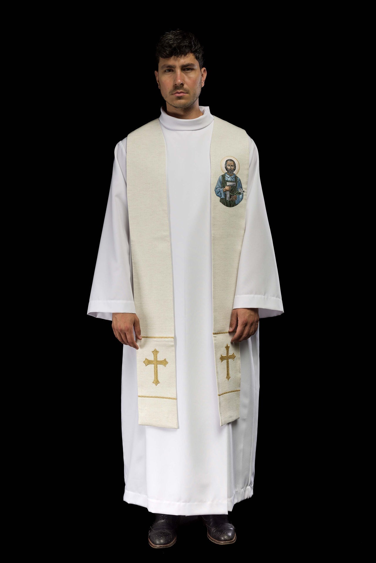 Stuła Liturgiczna z Haftem Świętego Józefa Robotnika - SZATYLITURGICZNE.PL