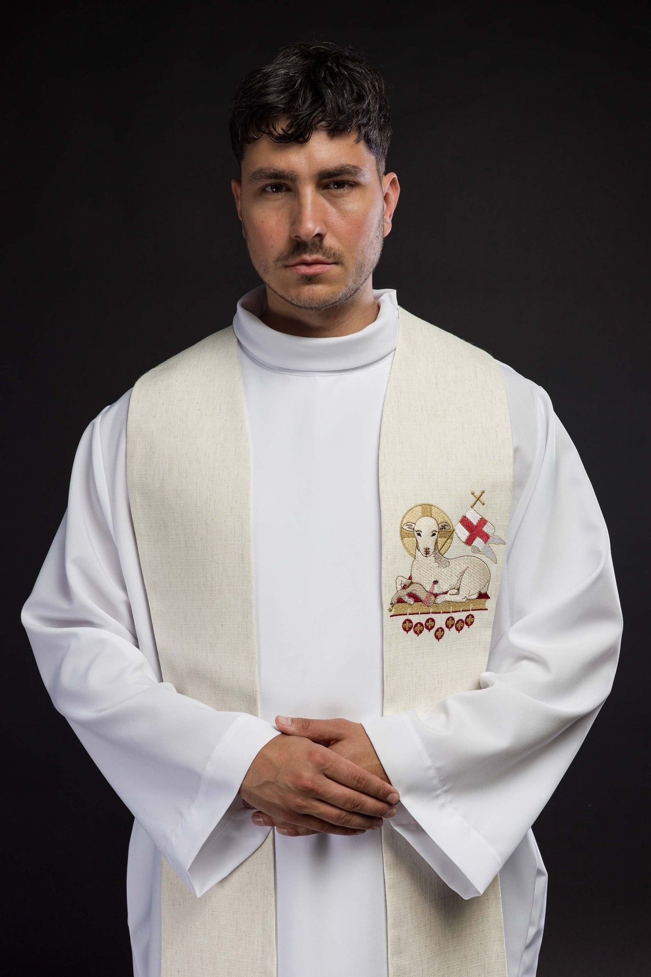 Stuła Wielkanocna Baranek Boży Haftowana - Szaty Liturgiczne - SZATYLITURGICZNE.PL