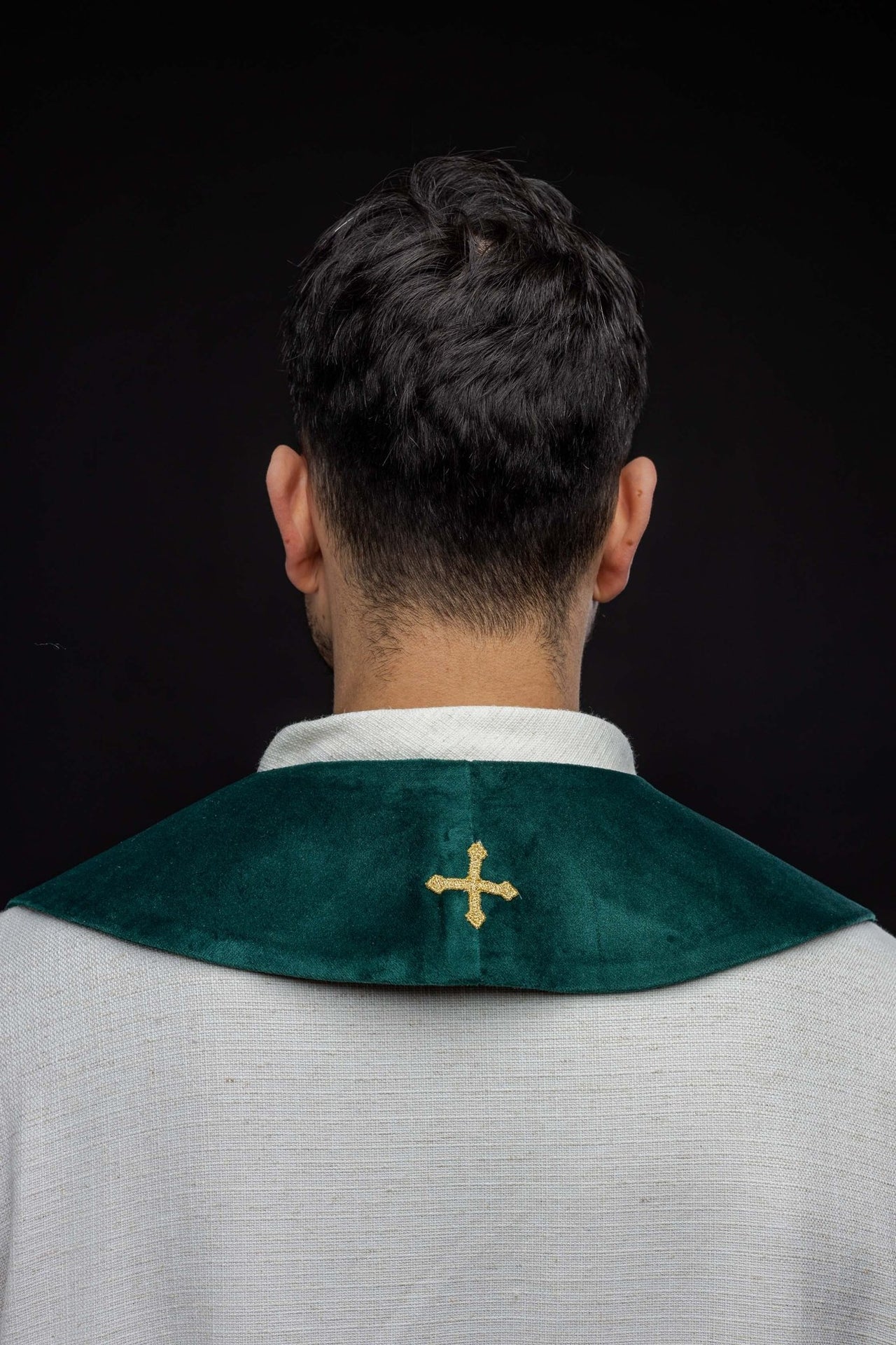 Stuła zielona haftowana IHS - SZATYLITURGICZNE.PL