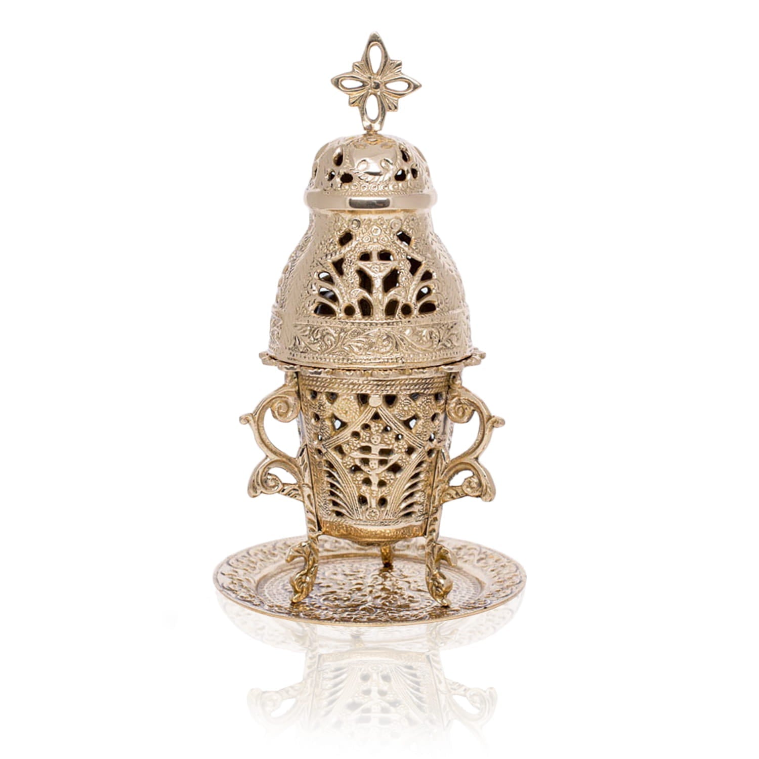 Świecznik Mosiężny Ołtarzowy - Klasyczny Design, Wysokość 23,5cm - SZATYLITURGICZNE.PL