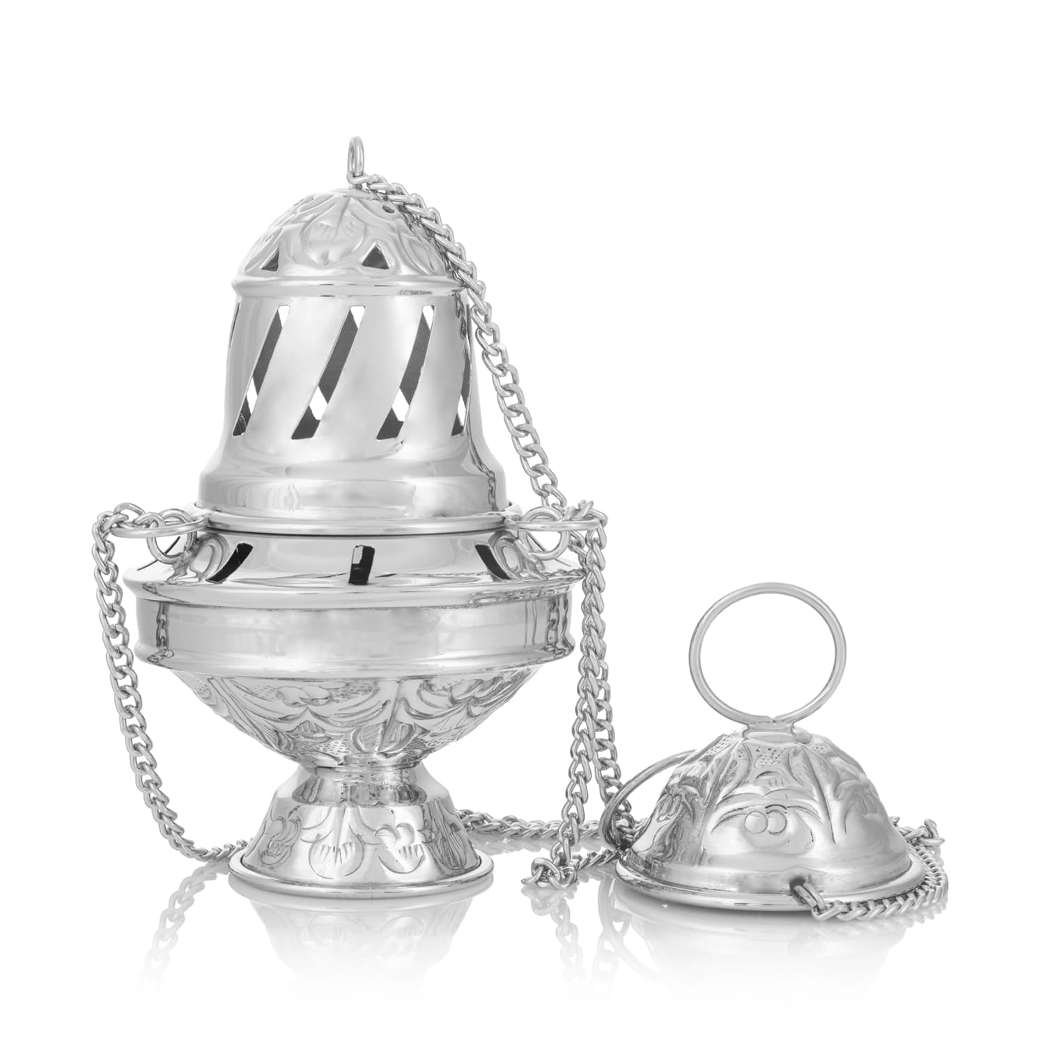 Trybularz Mosiężny Niklowany 15 cm - Santiago de Compostela - SZATYLITURGICZNE.PL