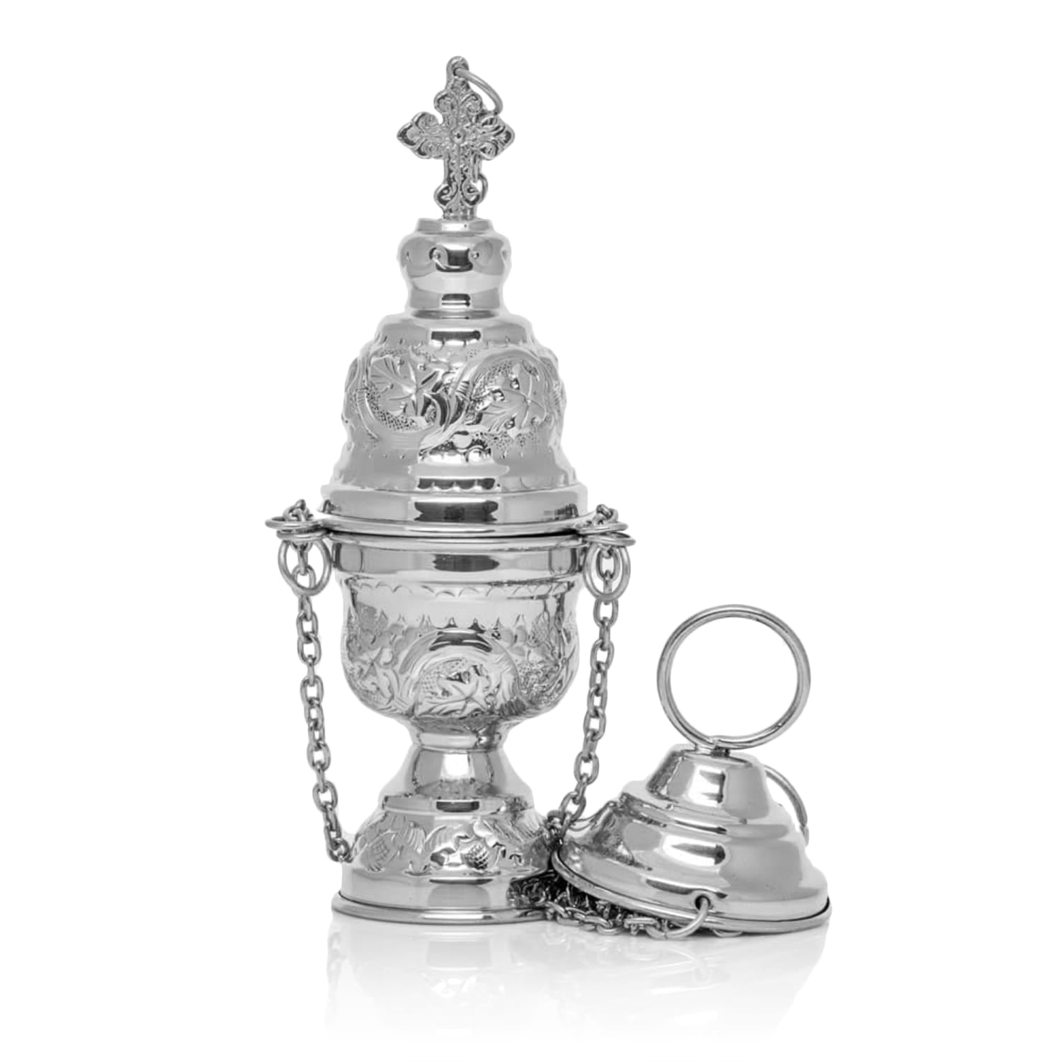 Trybularz Mosiężny Niklowany - 19 cm - Elegancki i Funkcjonalny - SZATYLITURGICZNE.PL