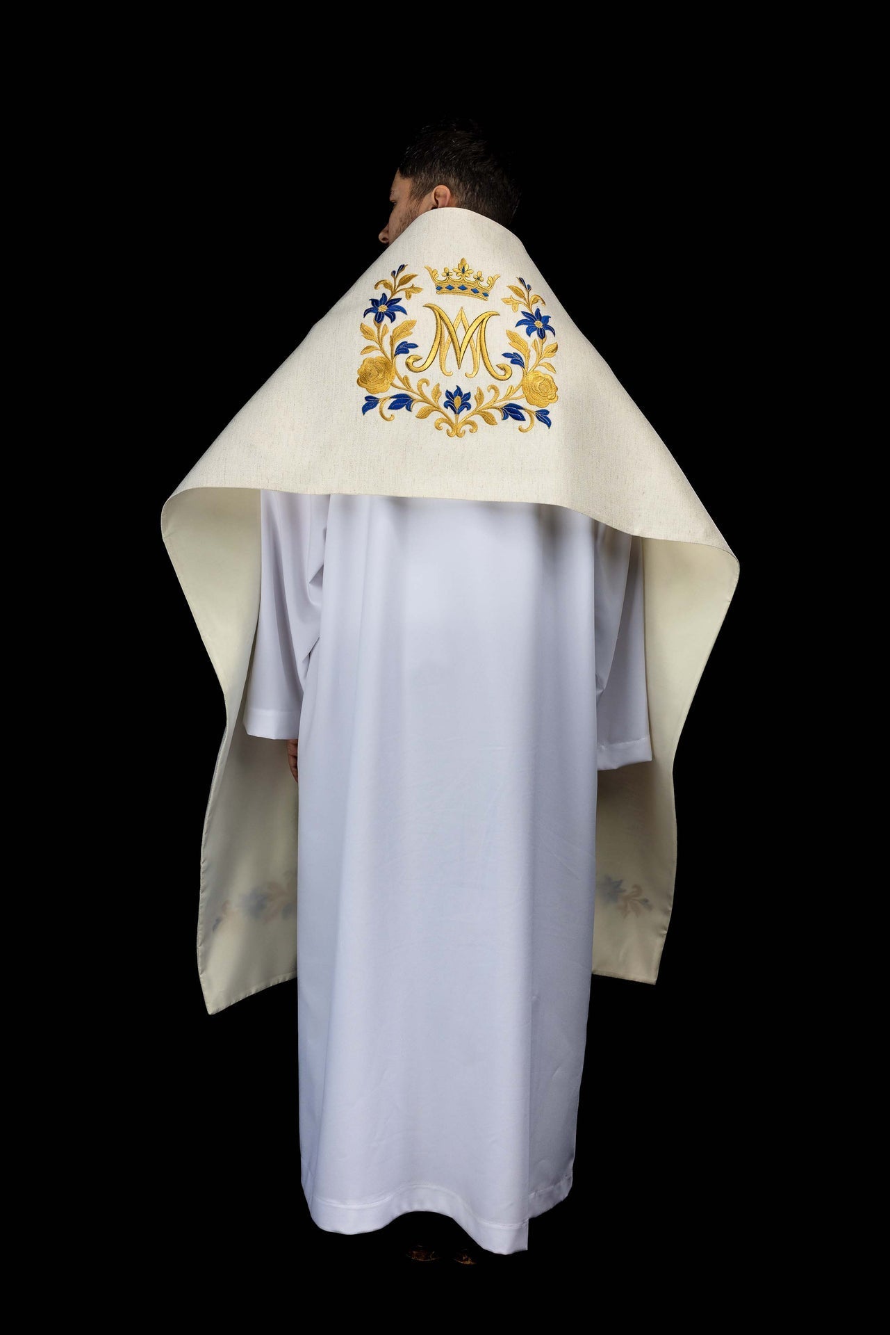 Welon haftowany z symbolem maryjnym - SZATYLITURGICZNE.PL