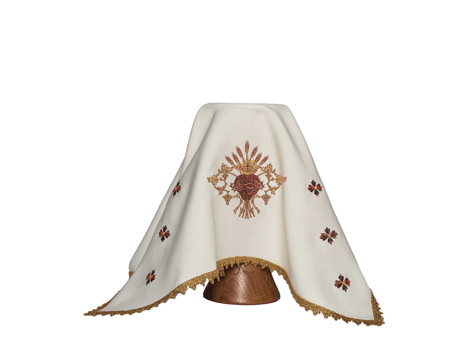 Welon na Kielich Ecru z Haftem Serca Pana Jezusa 50x50 cm - SZATYLITURGICZNE.PL