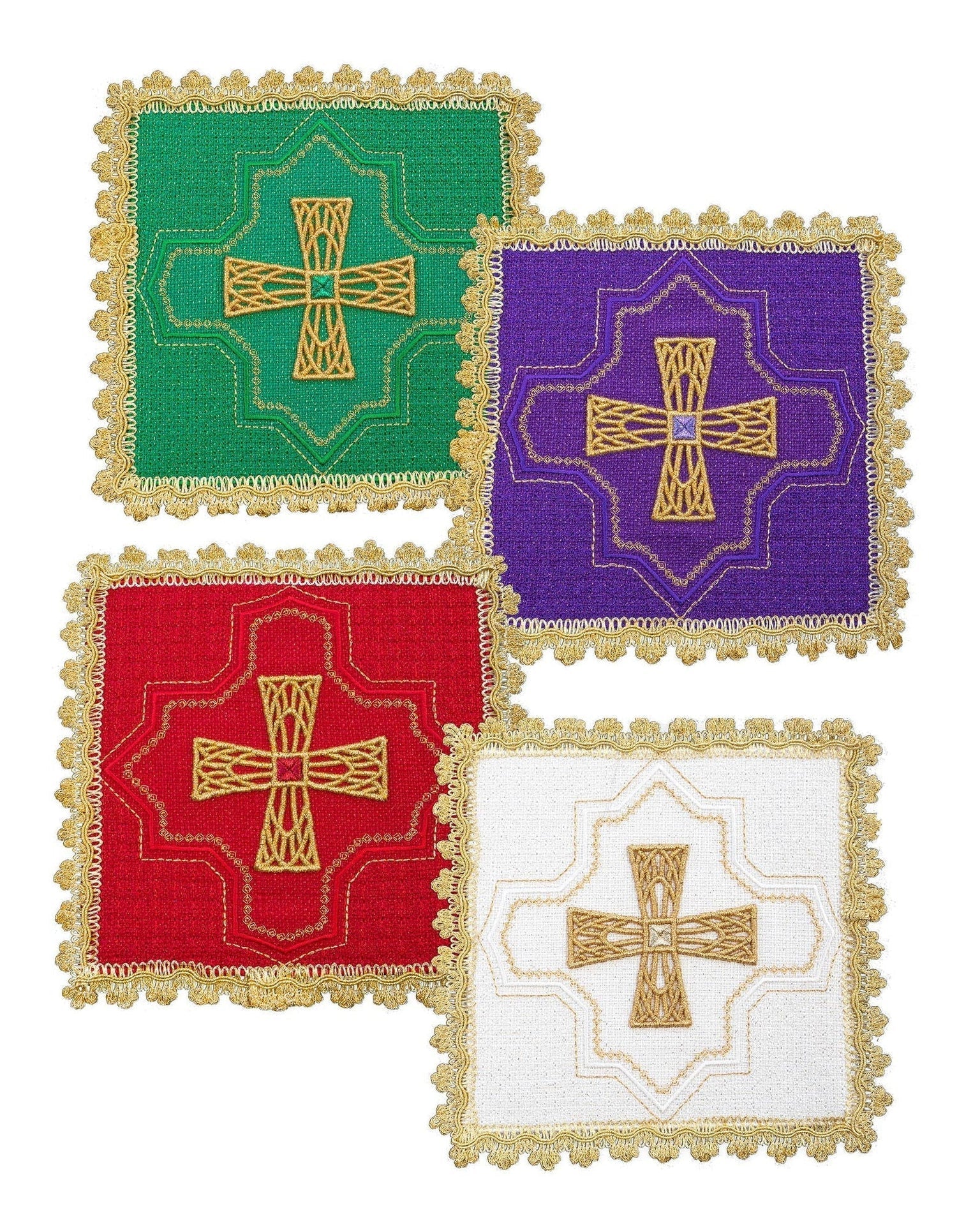 Zestaw Palek Liturgicznych 4 Kolory Haftowane - Komplet Eucharystyczny - SZATYLITURGICZNE.PL