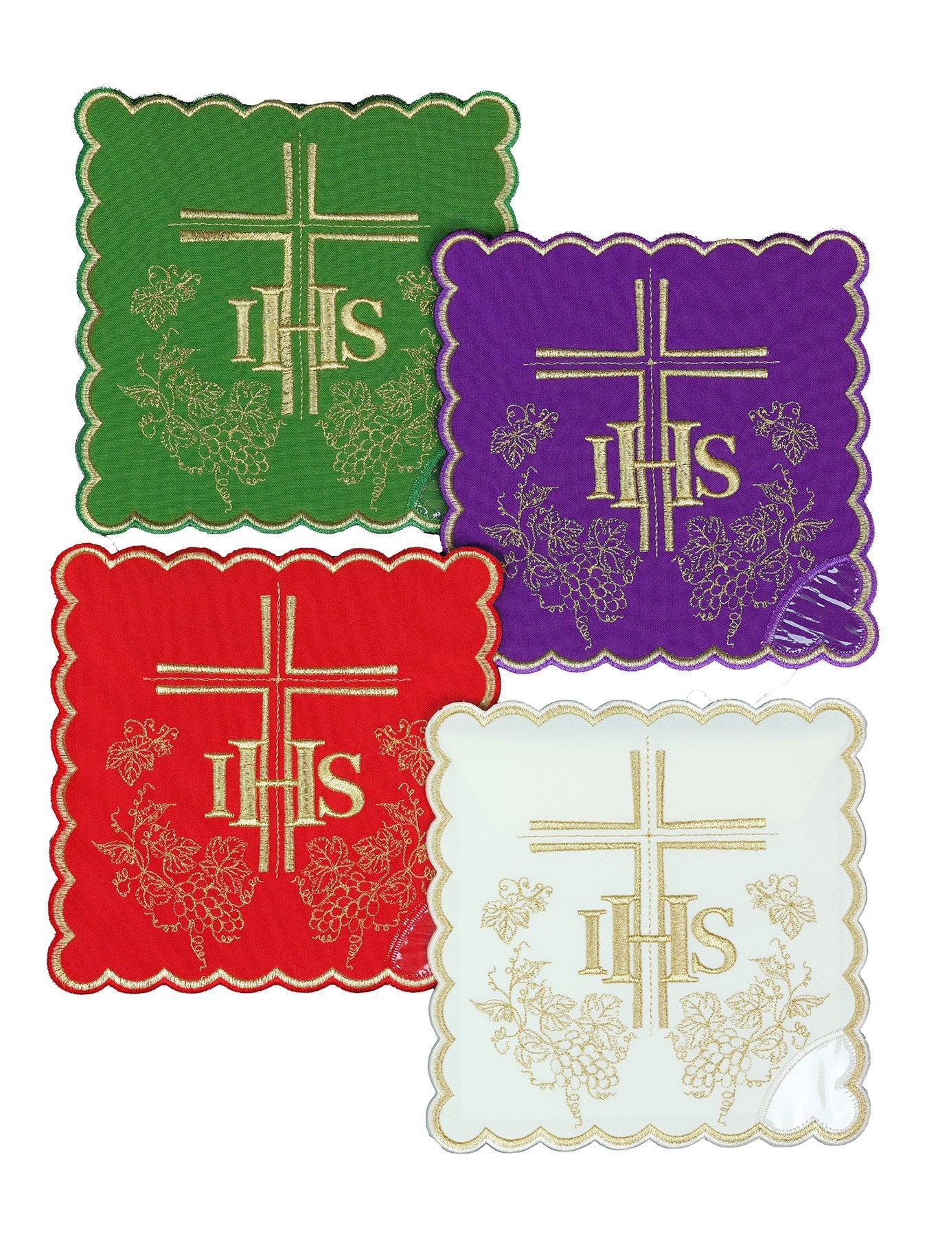 Zestaw palek z symbolem IHS w czterech kolorach liturgicznych - SZATYLITURGICZNE.PL