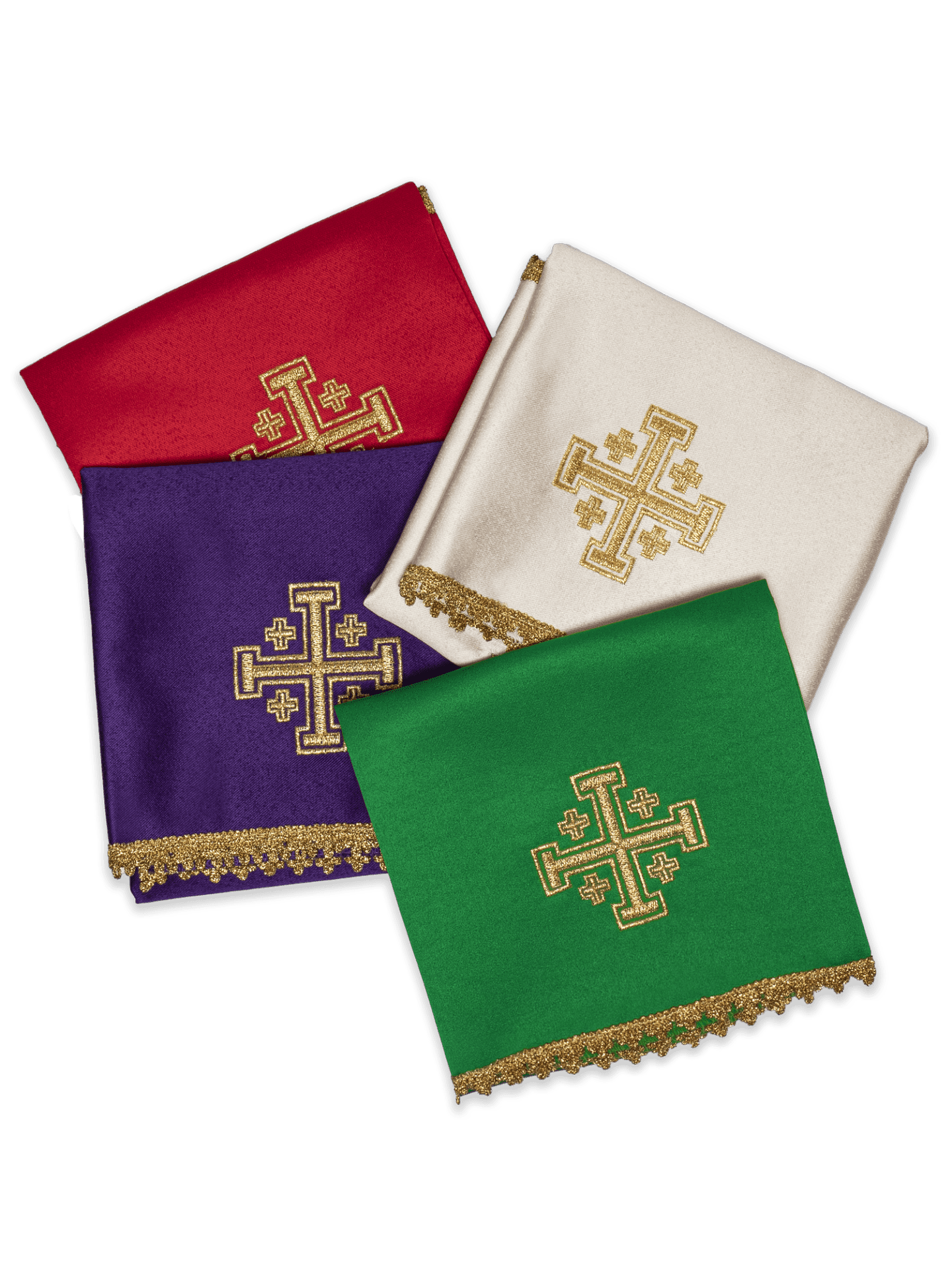 Zestaw Welonów na Kielich Krzyż Jerozolimski 4 Kolory - SZATYLITURGICZNE.PL