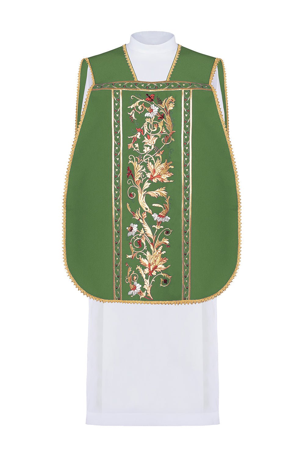 Zielony Ornat Rzymski z Kielichem Eucharystycznym - Haft Komputerowy - SZATYLITURGICZNE.PL