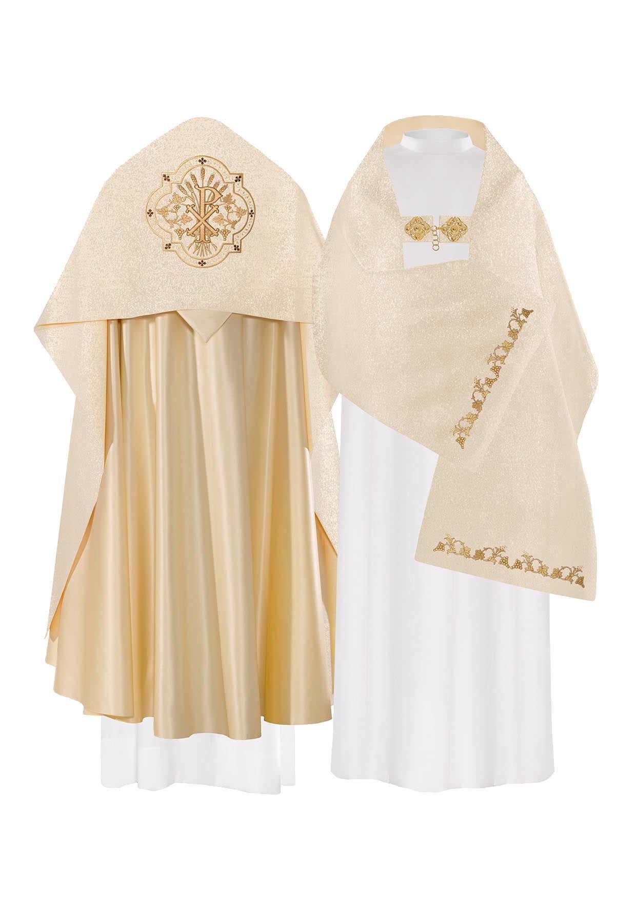 Złoty Welon Liturgiczny z Haftem PAX - Elegancki Welon Naramienny - SZATYLITURGICZNE.PL