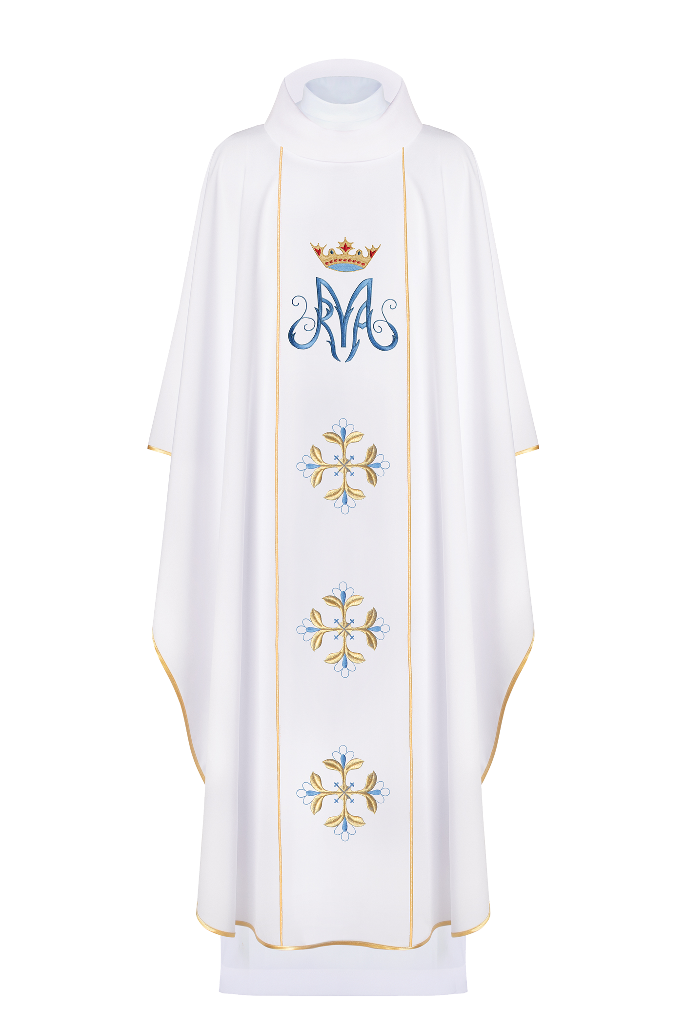 Biały ornat liturgiczny maryjny z pasem - ORNATY.PL