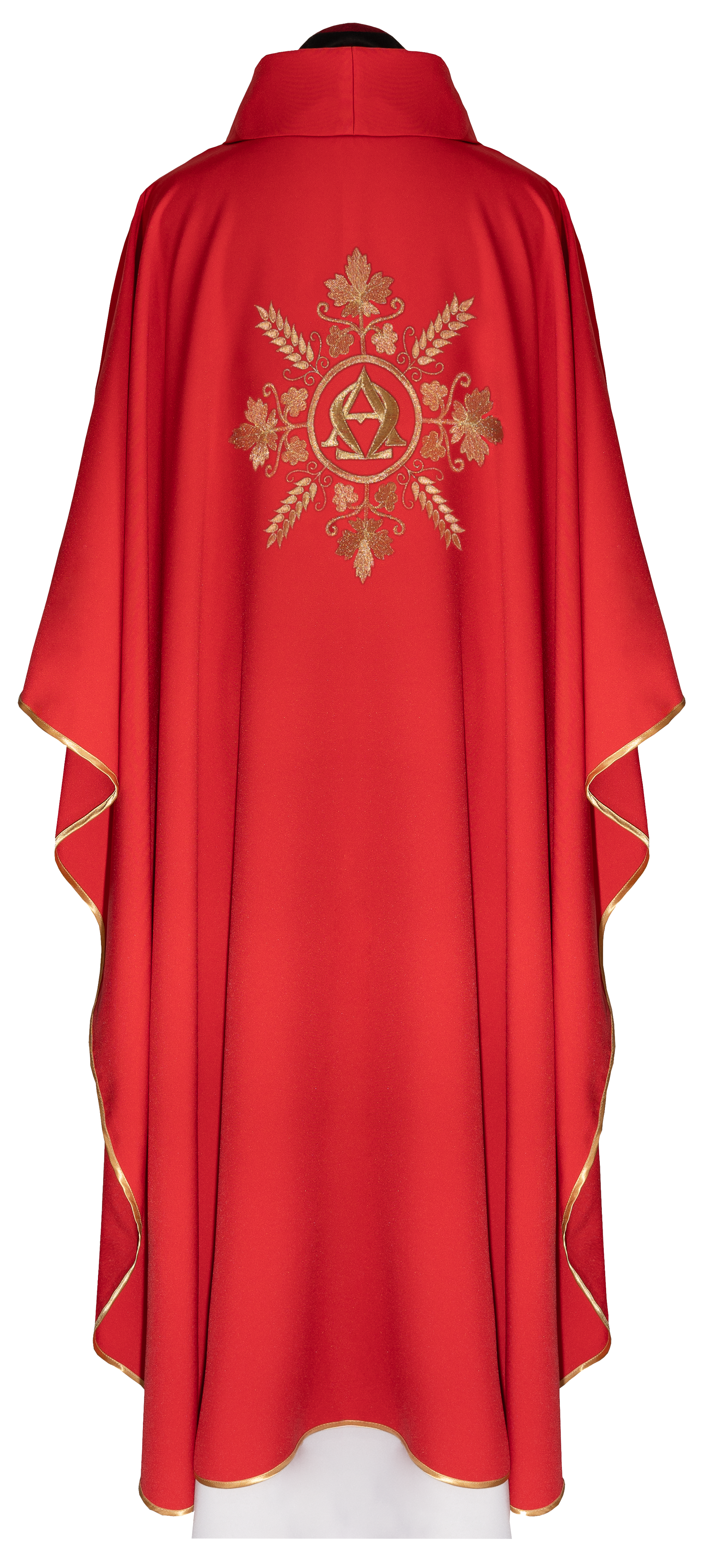 Ornat Liturgiczny Czerwony Alfa i Omega z Kłosami - Elegancki Haft