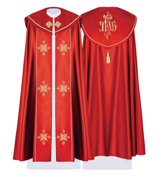 Kapa eucharystyczna monogram IHS Czerwona - SZATYLITURGICZNE.PL