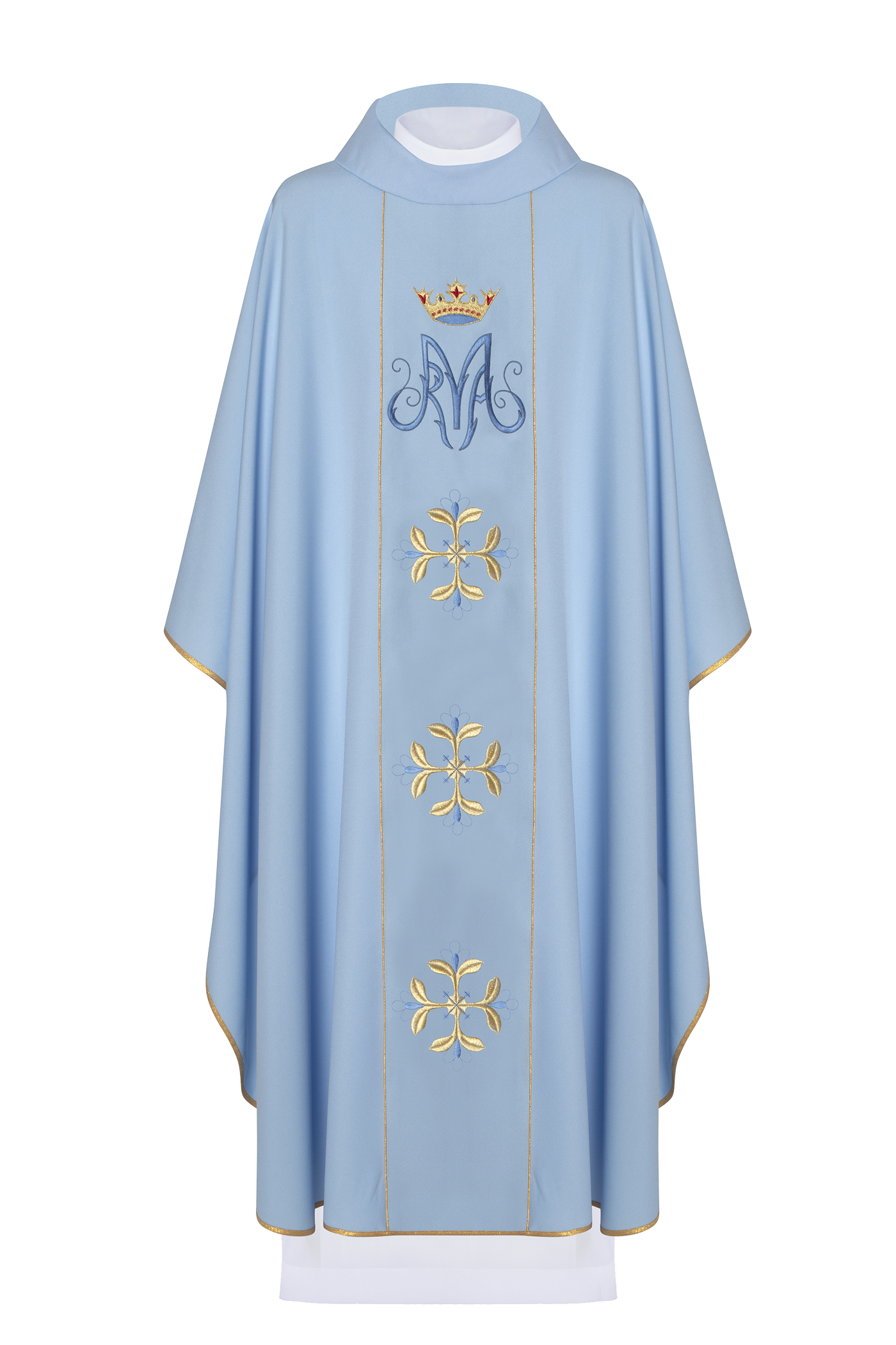 Niebieski ornat liturgiczny maryjny z pasem - ORNATY.PL