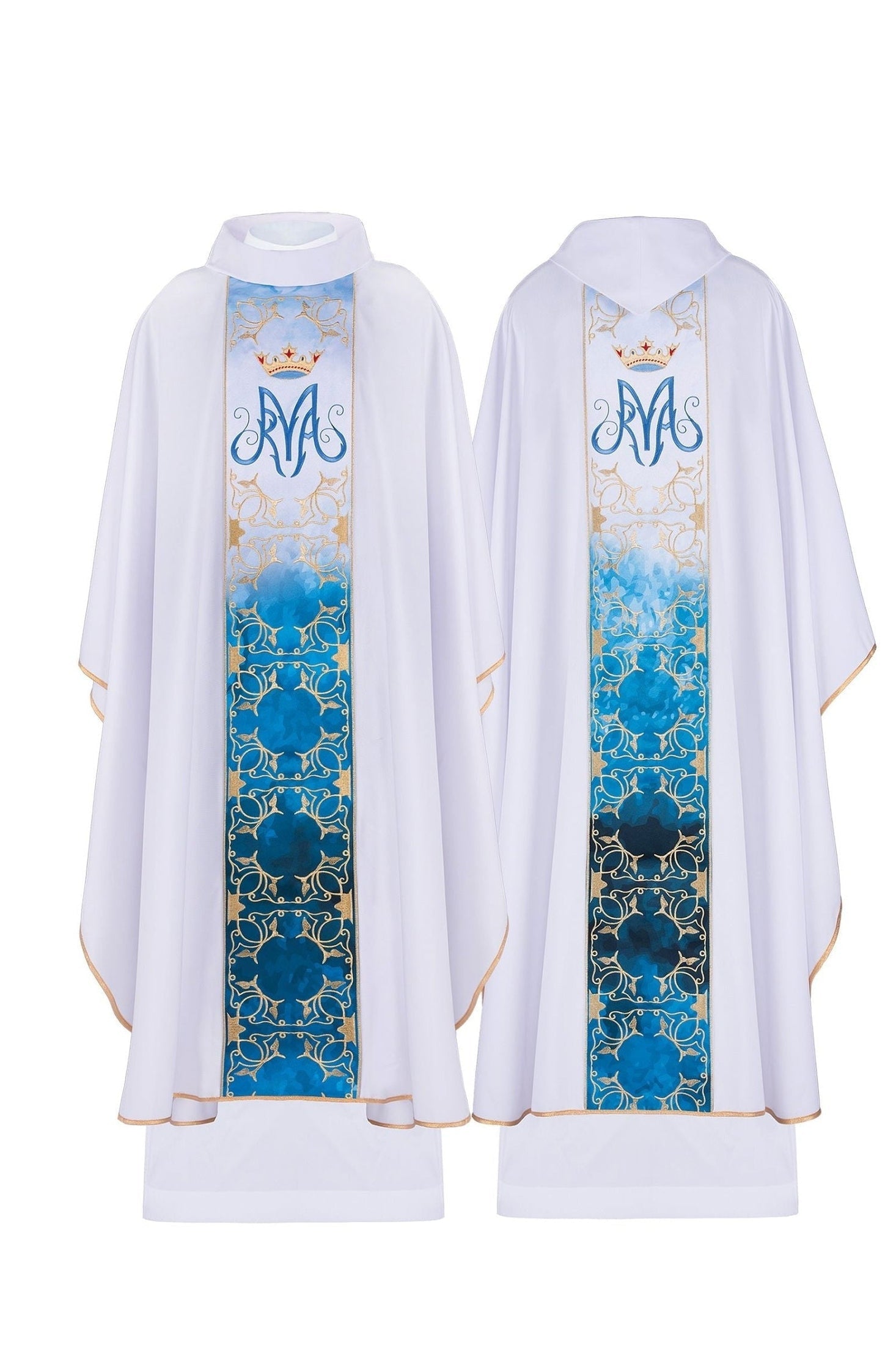 Ornat liturgiczny Maryjny z pasem haftowanym i sublimowanym - ORNATY.PL