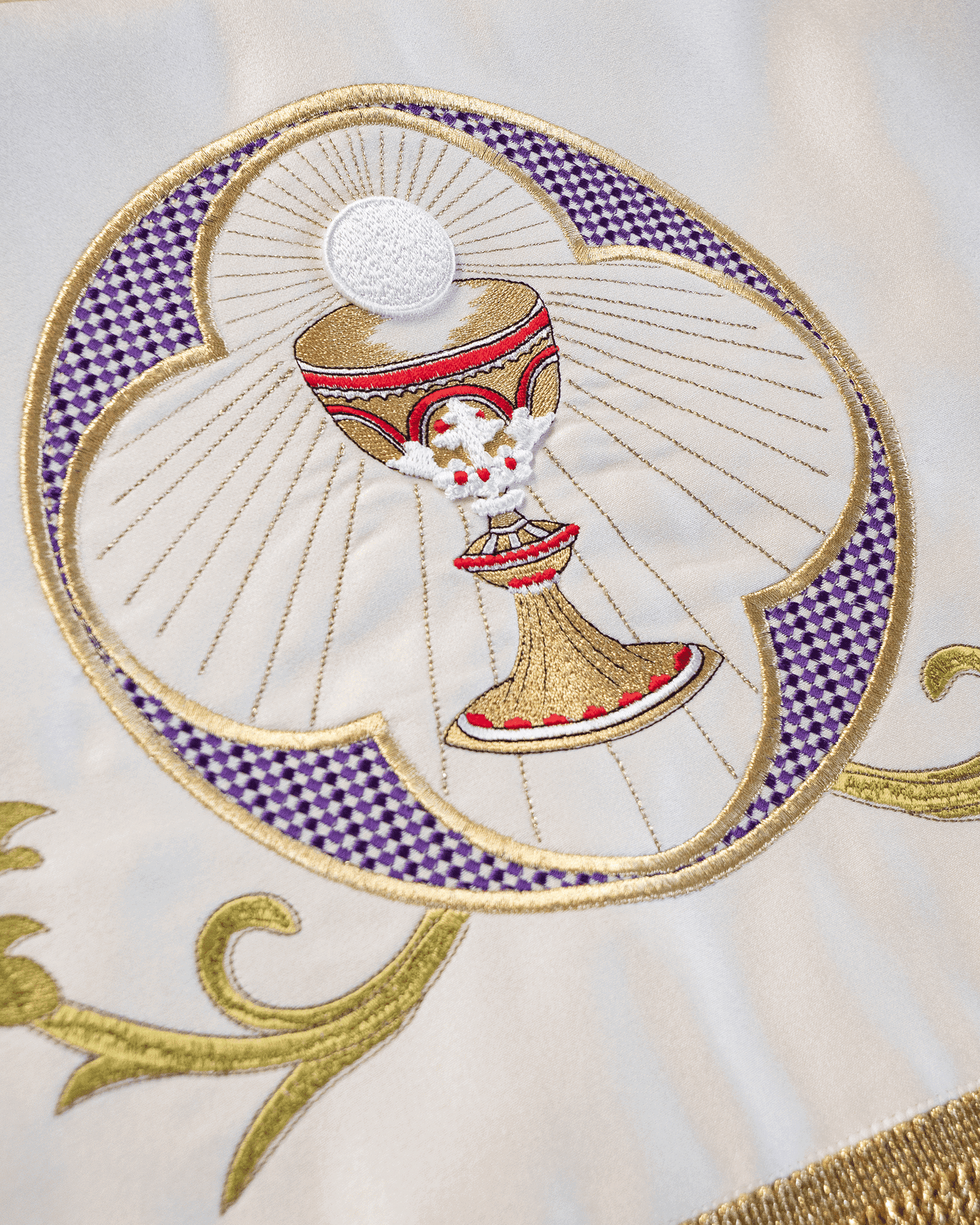 Baldachim Kościelny Haftowany Ecru - Symbolika Eucharystyczna - SZATYLITURGICZNE.PL