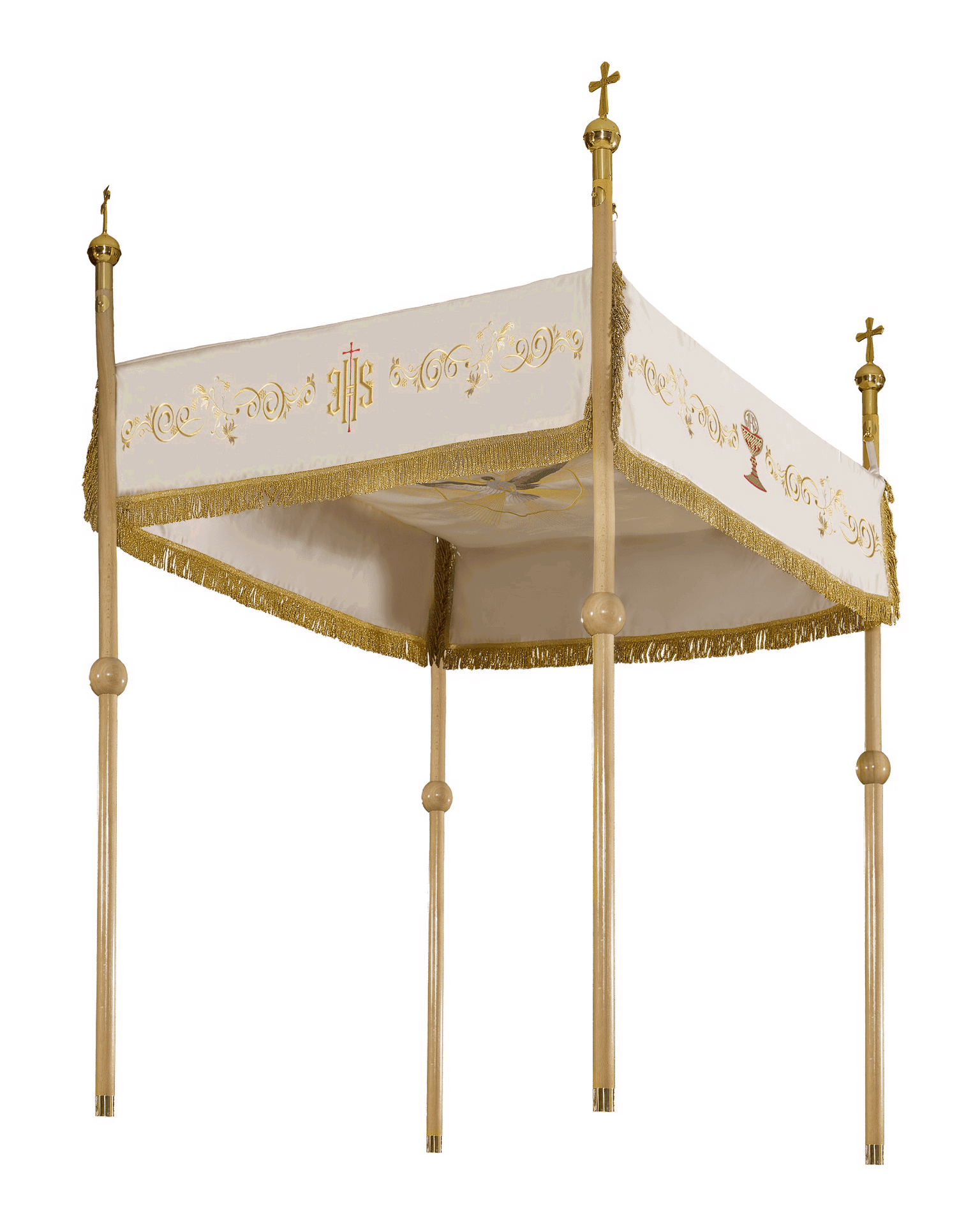 Baldachim Kościelny Haftowany Ecru - Symbolika Eucharystyczna - SZATYLITURGICZNE.PL