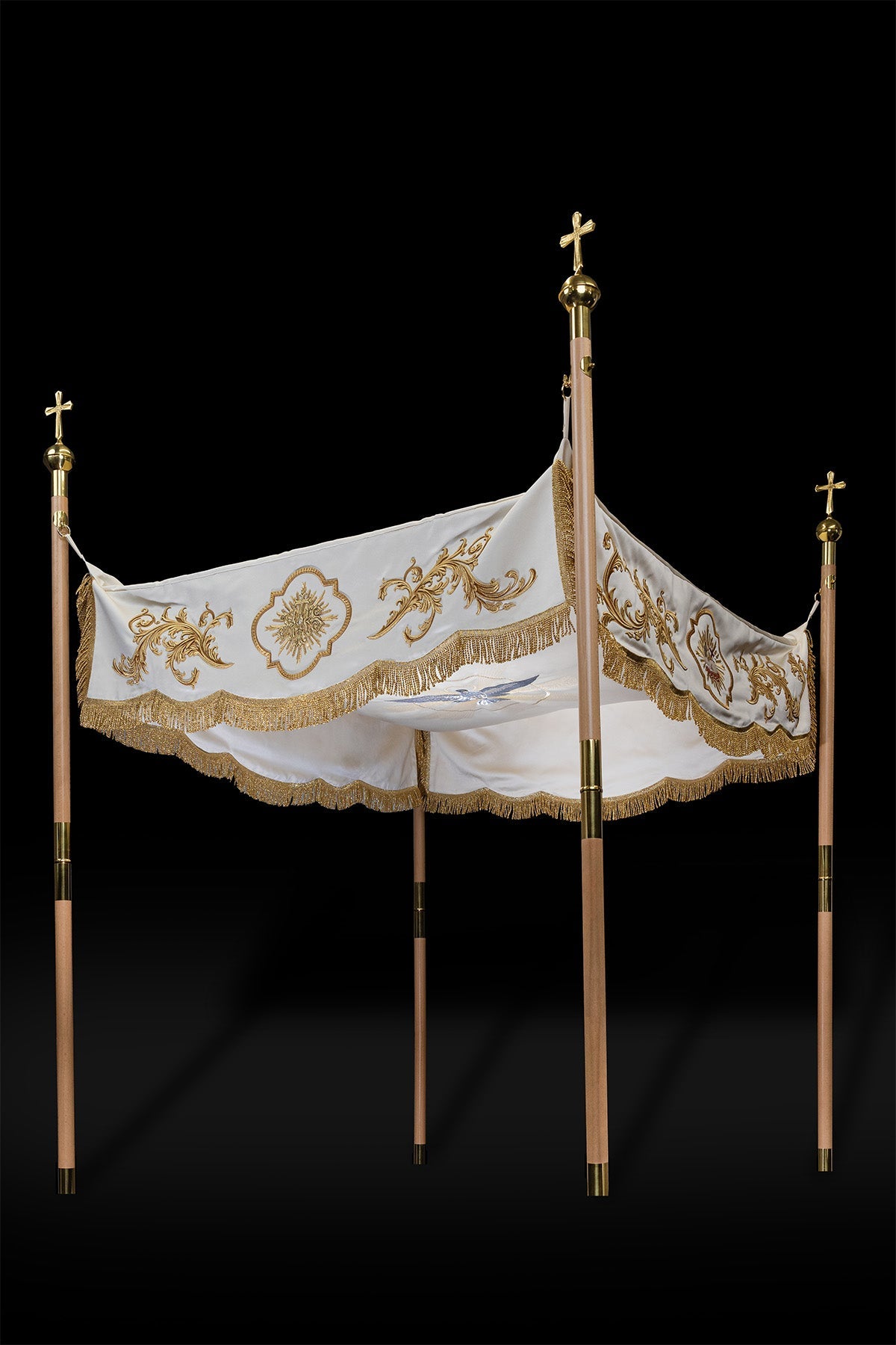 Baldachim Kościelny na Boże Ciało ecru, złoty haft, 140×160 cm - SZATYLITURGICZNE.PL