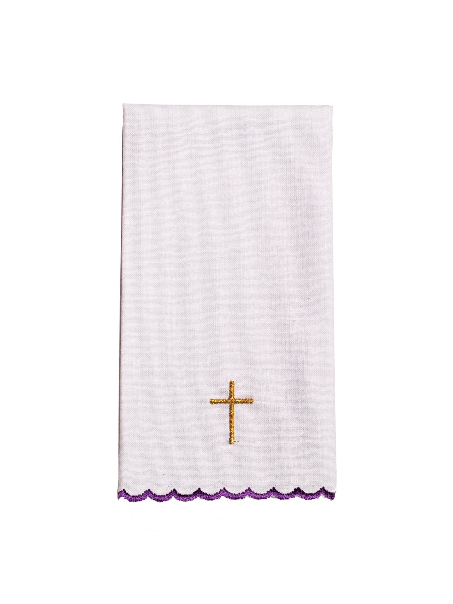 Bielizna Kielichowa Fioletowa Haft Krzyż - Komplet Liturgiczny - SZATYLITURGICZNE.PL