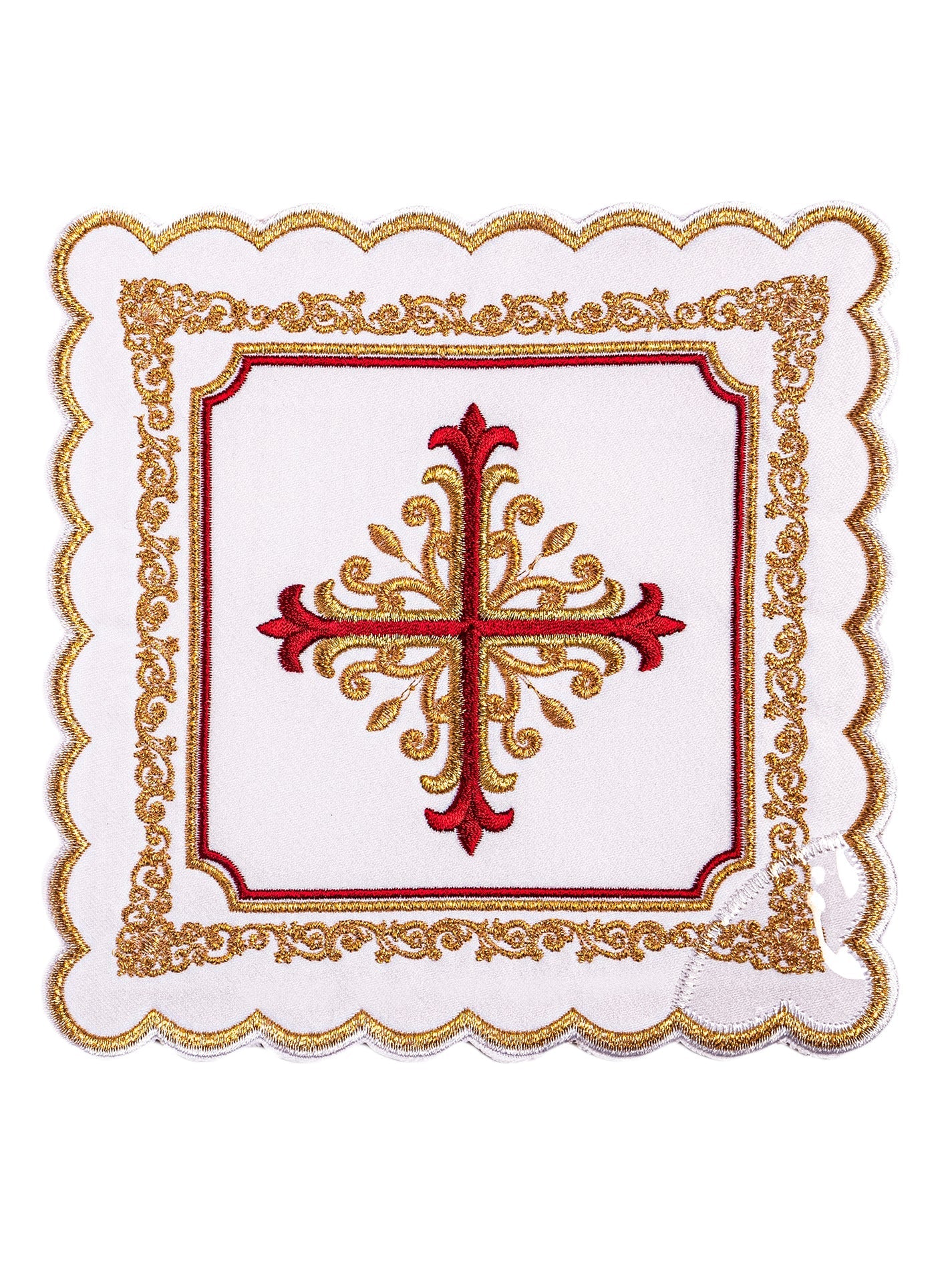 Bielizna Kielichowa Haft Złoto - Czerwony Krzyż - Komplet 4 - częściowy - SZATYLITURGICZNE.PL