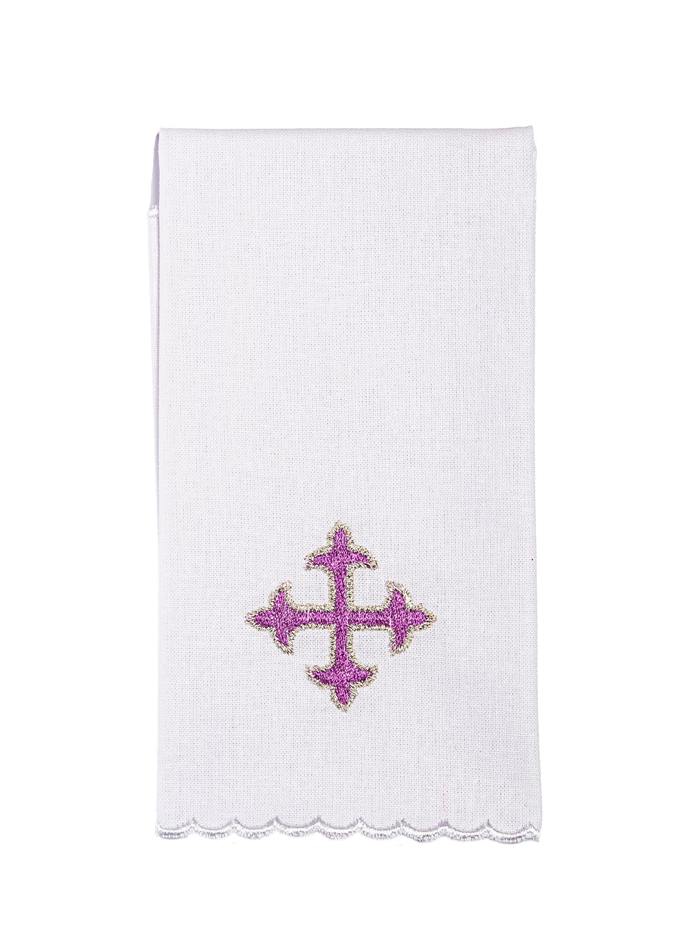 Bielizna Kielichowa Haftowana Fioletowym Krzyżem - Komplet 4 Elementy - SZATYLITURGICZNE.PL