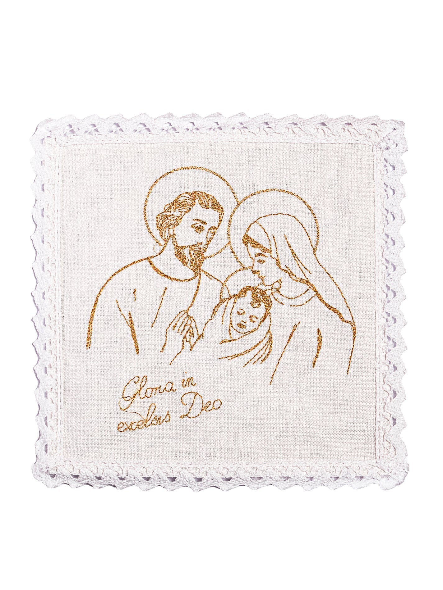 Bielizna Kielichowa Lniana Haftowana - Boże Narodzenie, Święta Rodzina - SZATYLITURGICZNE.PL