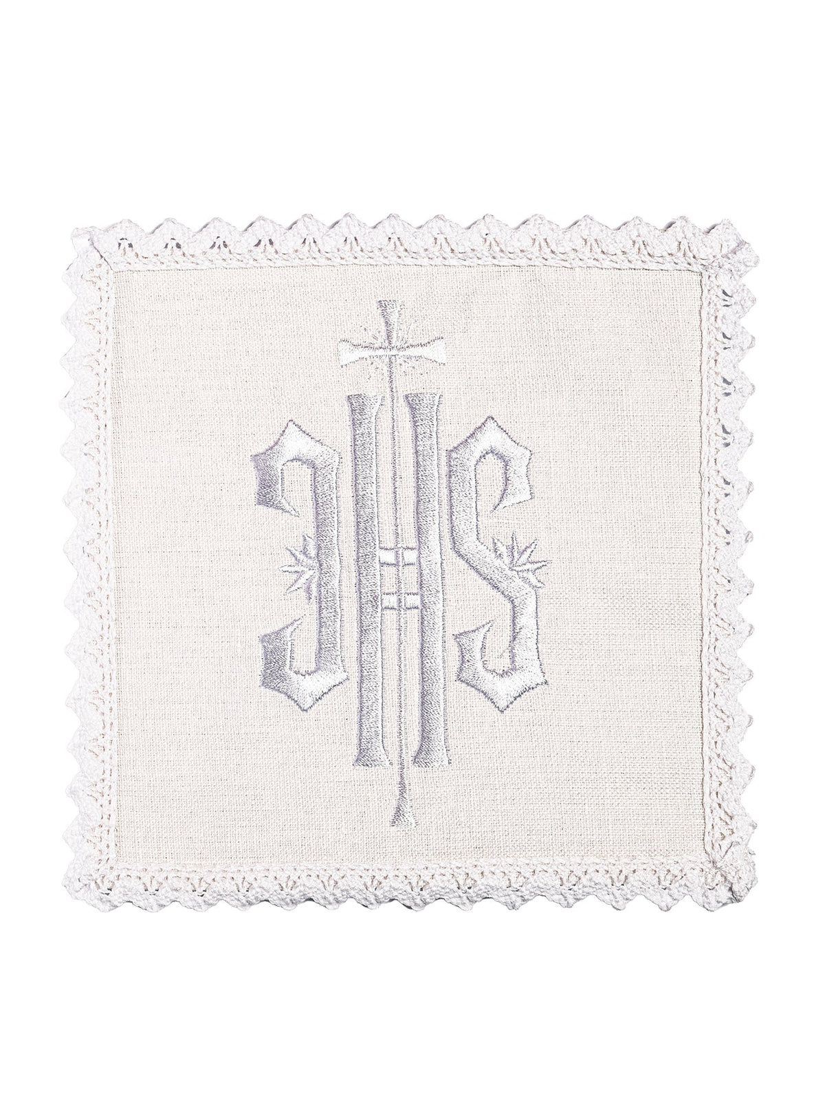 Bielizna Kielichowa Lniana IHS - Biały Haft Eucharystyczny - SZATYLITURGICZNE.PL