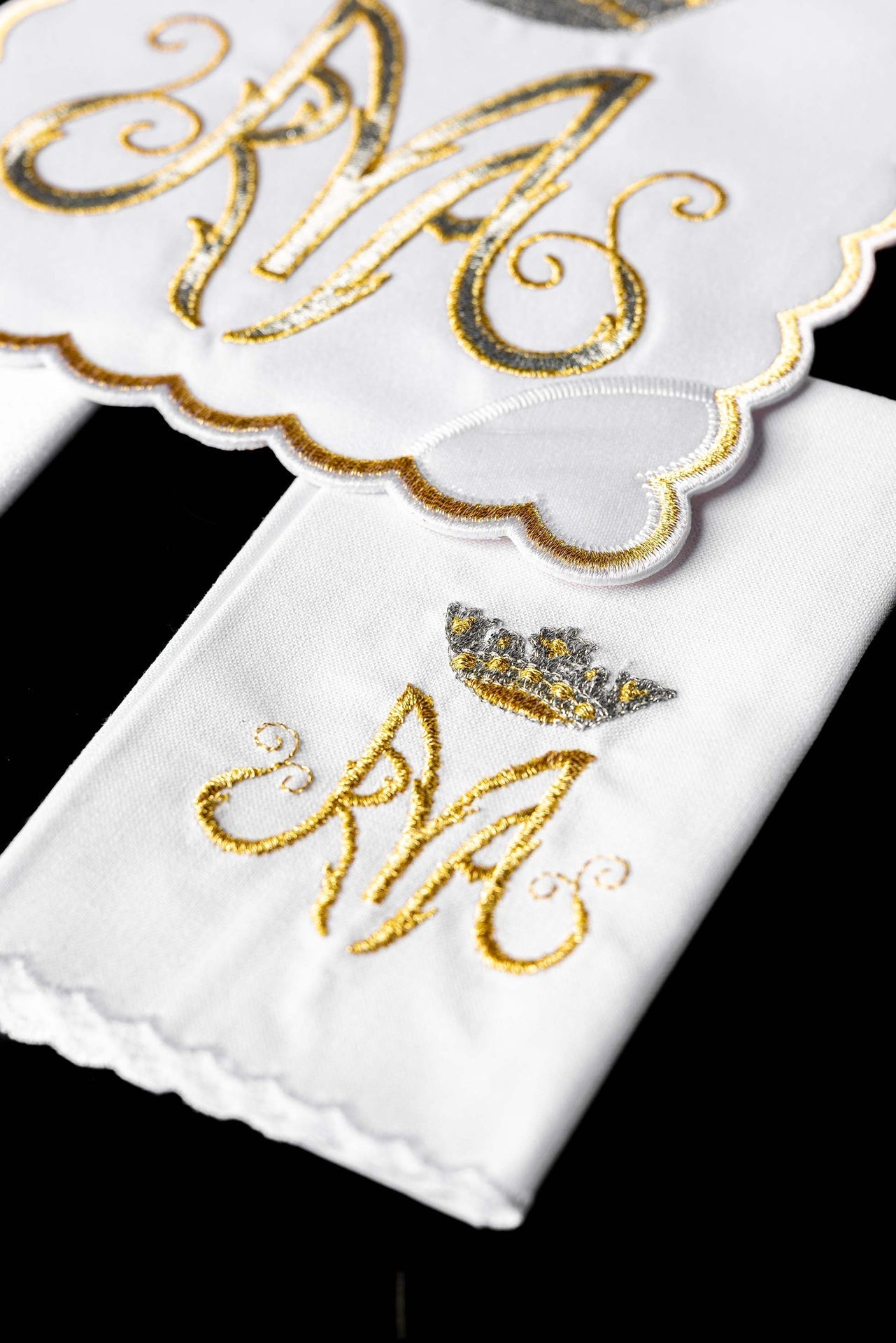 Bielizna Kielichowa Maryjna Srebrny Symbol - Komplet Liturgiczny - SZATYLITURGICZNE.PL