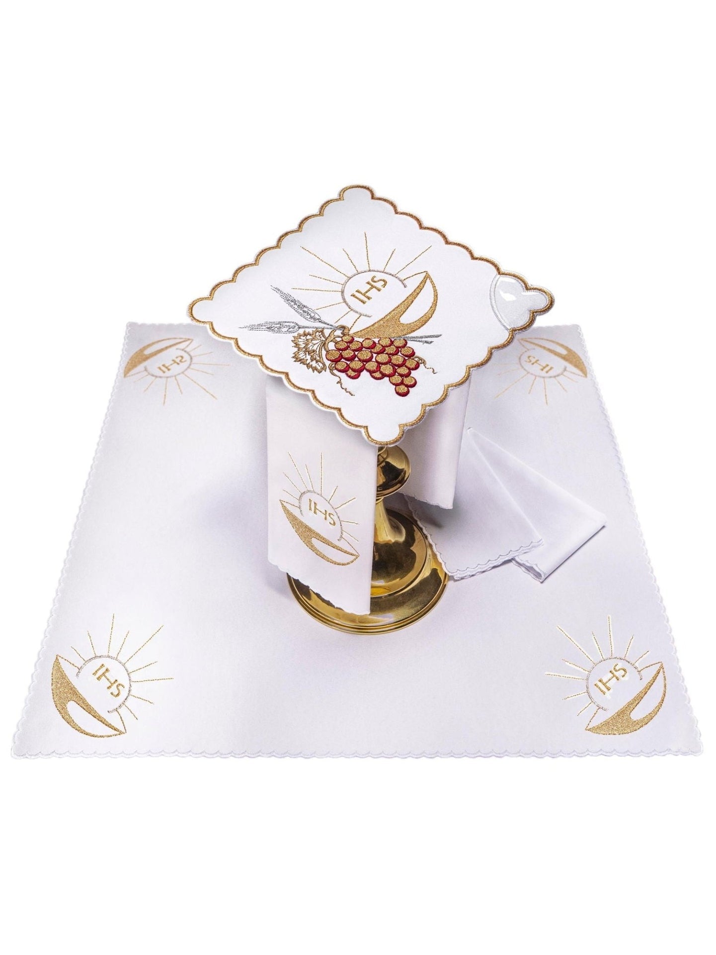 Bielizna Kielichowa z Haftem Kielicha Eucharystycznego - Komplet 4 Elementy - SZATYLITURGICZNE.PL