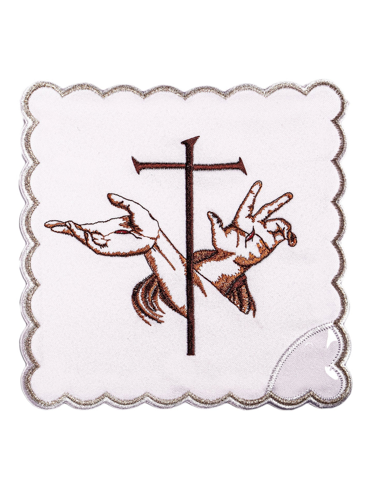 Bielizna Kielichowa z Haftem Krzyża i Dłoni Jezusa - Komplet 4 - częściowy - SZATYLITURGICZNE.PL