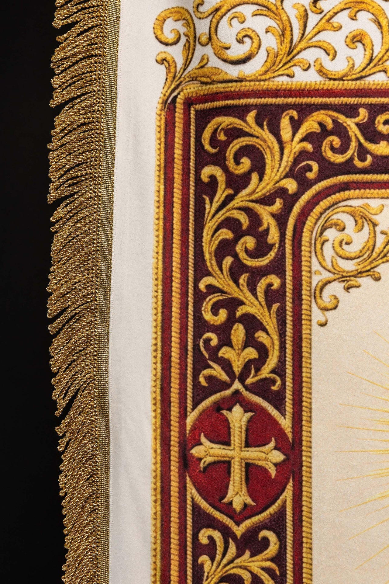 Chorągiew drukowana dwustronna z symbolem Najświętszego Serca Pana Jezusa i kielichem IHS - SZATYLITURGICZNE.PL