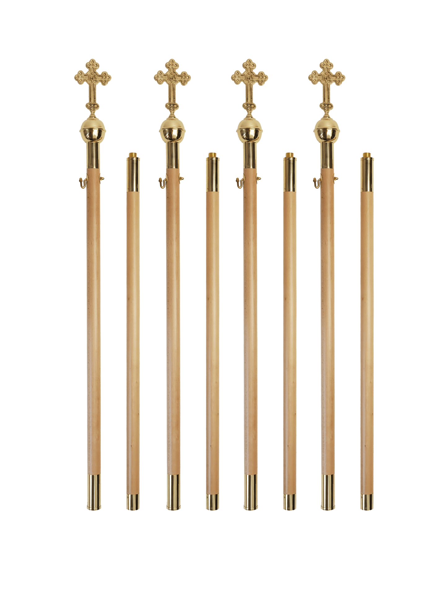 Drzewce do baldachimu na procesję, jasne drewno 220 cm, komplet 4 szt. - SZATYLITURGICZNE.PL