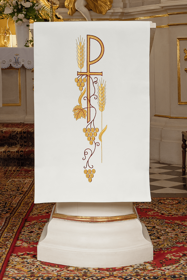 Ecru Serweta na Lektorium z Haftem PAX - Elegancka Dekoracja - SZATYLITURGICZNE.PL