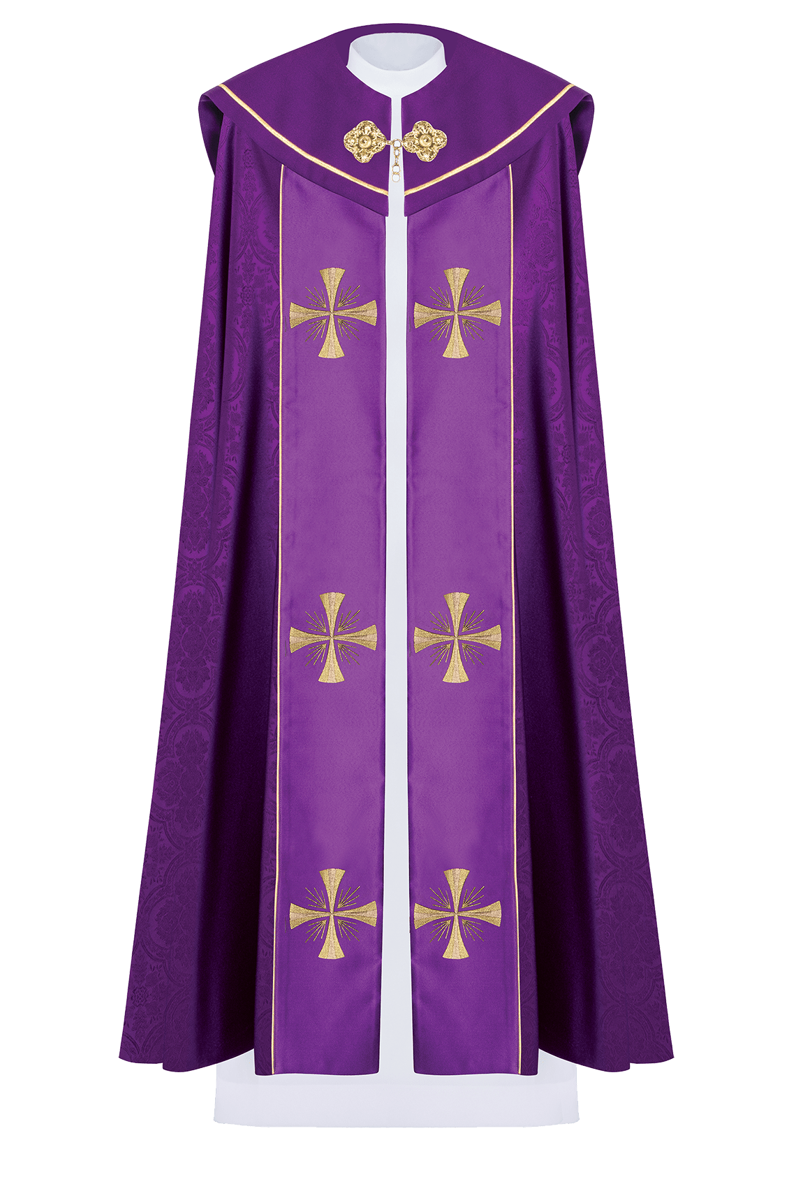 Fioletowa kapa liturgiczna z złotym IHS - SZATYLITURGICZNE.PL