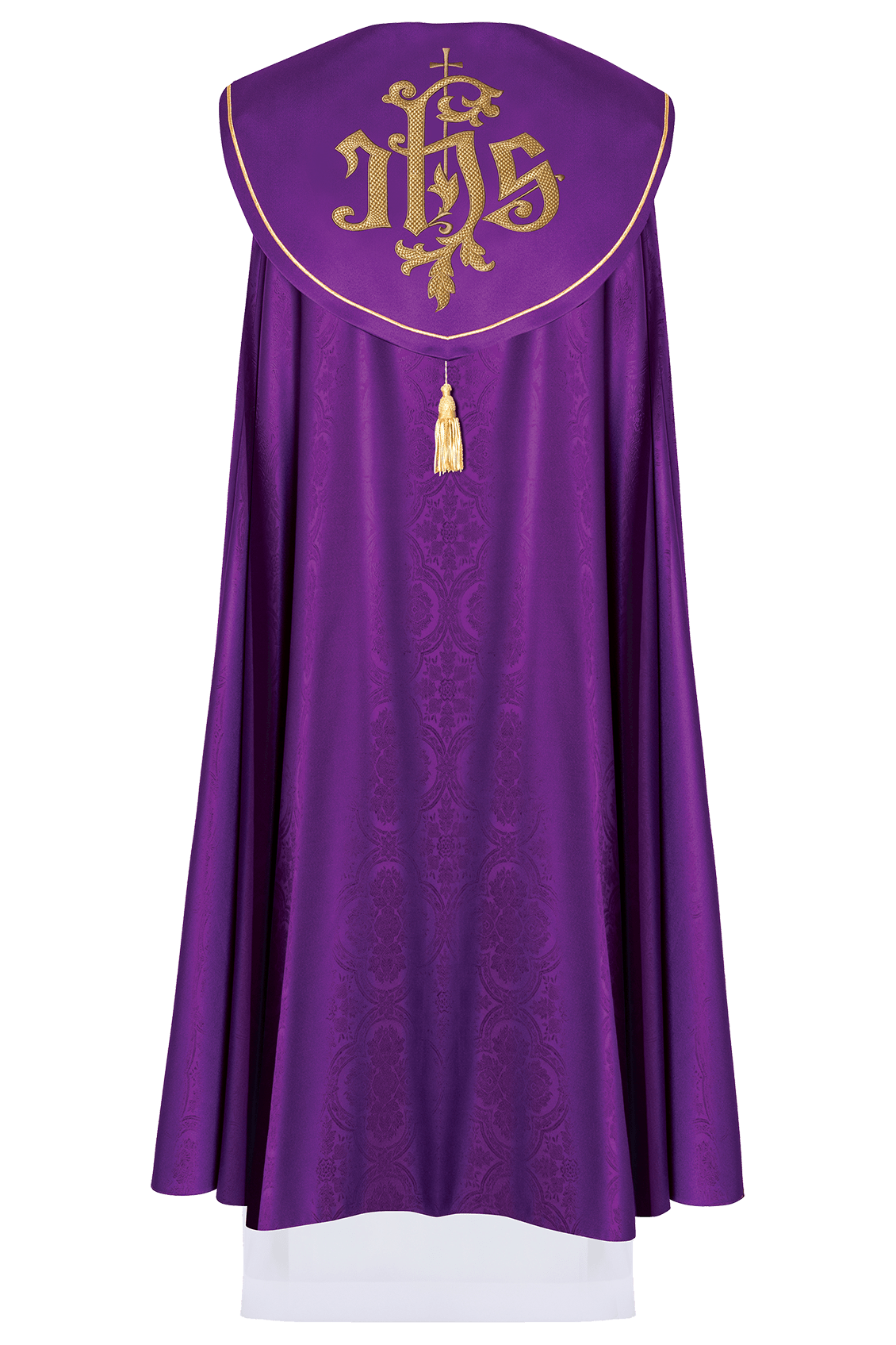 Fioletowa kapa liturgiczna z złotym IHS - SZATYLITURGICZNE.PL