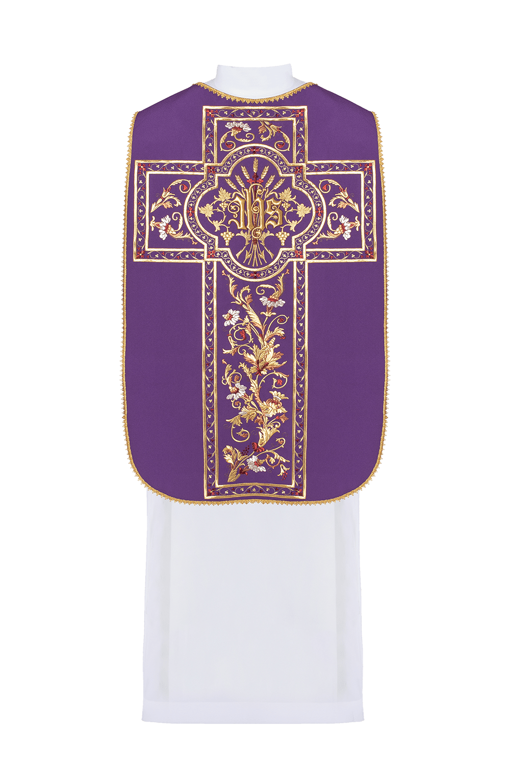 Fioletowy Ornat Rzymski IHS Haft - Szaty Liturgiczne Haftina - SZATYLITURGICZNE.PL
