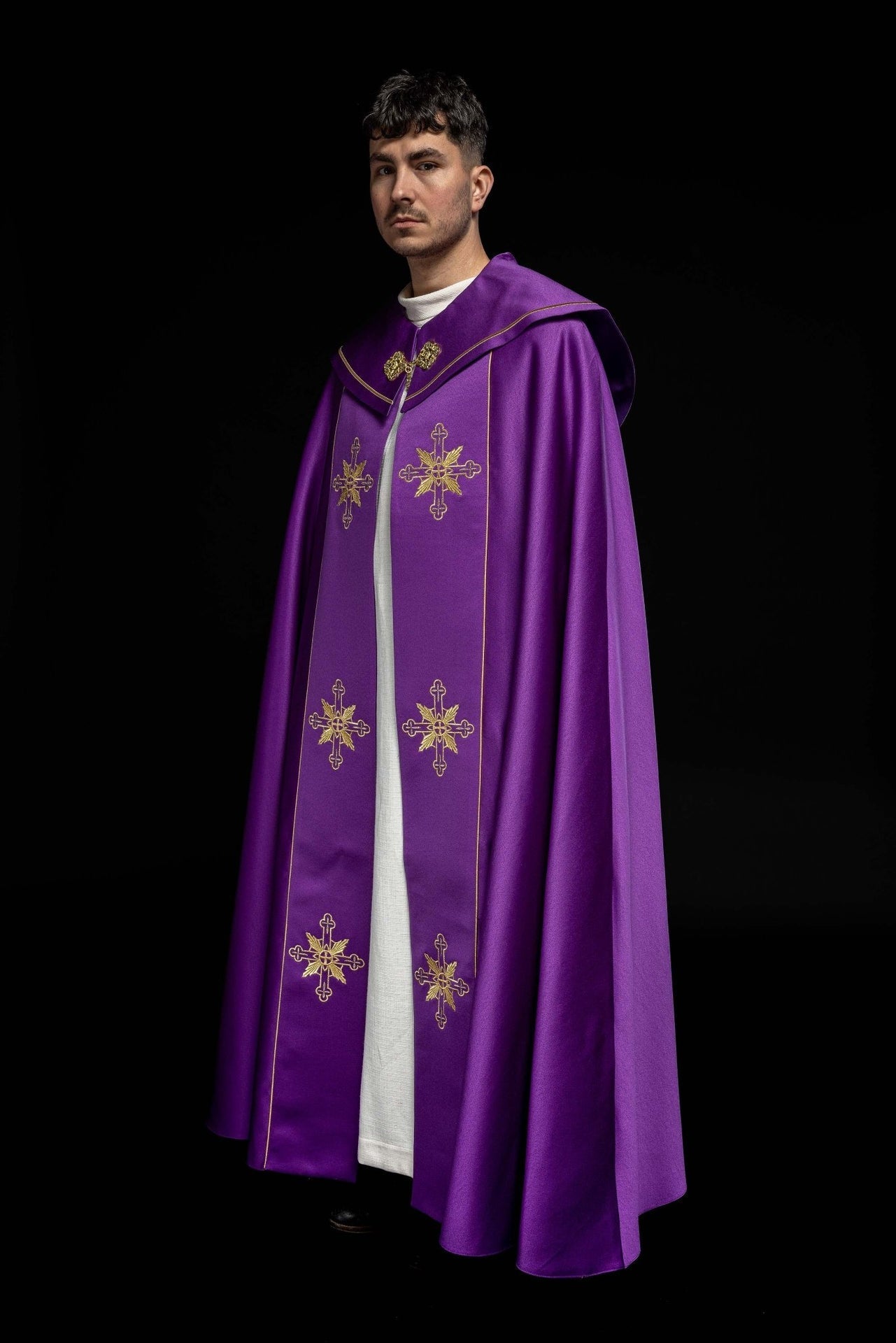 Kapa eucharystyczna monogram IHS Fioletowa - SZATYLITURGICZNE.PL