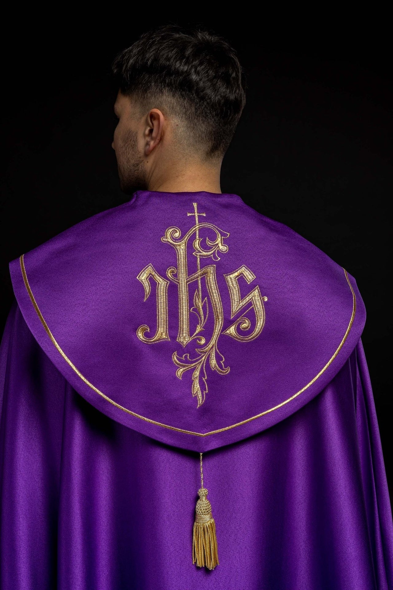 Kapa eucharystyczna monogram IHS Fioletowa - SZATYLITURGICZNE.PL