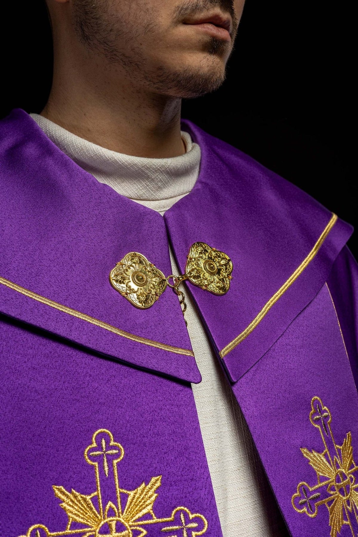 Kapa eucharystyczna monogram IHS Fioletowa - SZATYLITURGICZNE.PL