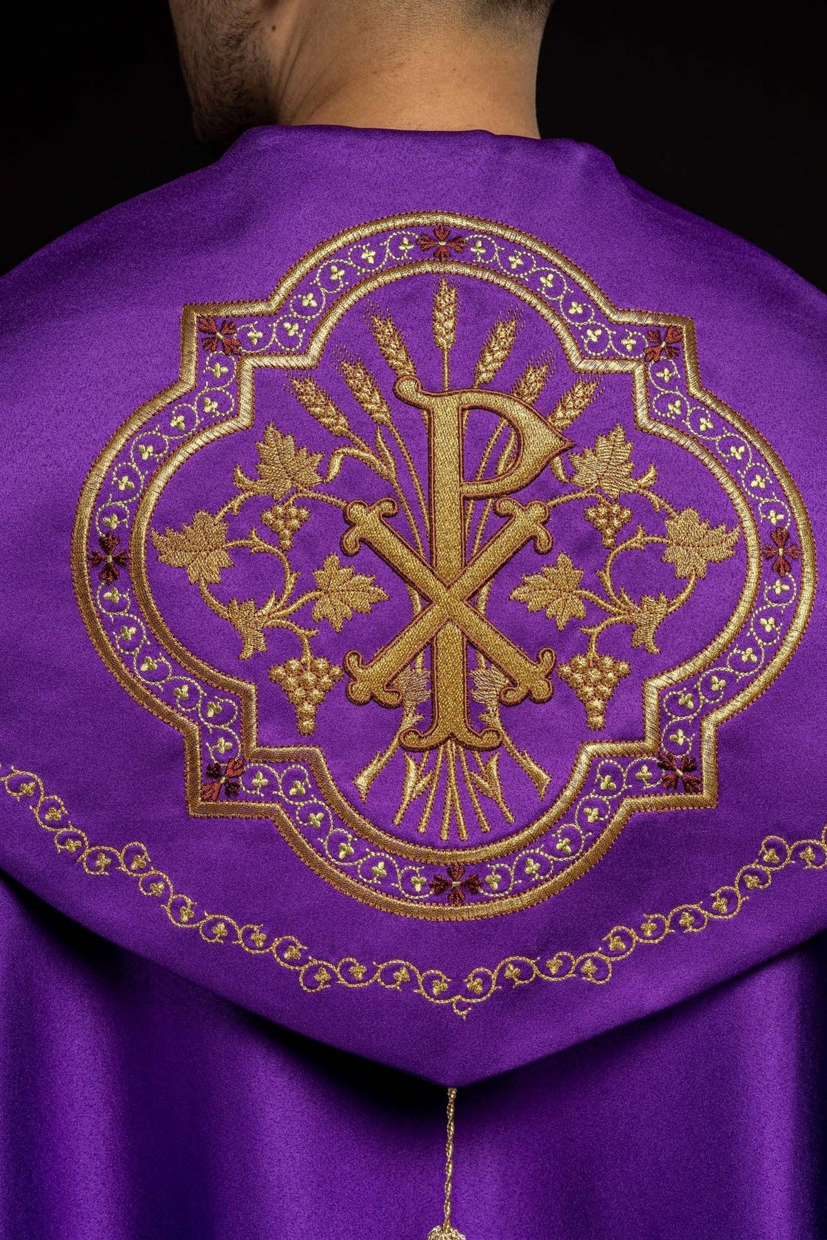 Kapa eucharystyczna monogram PX w kolorze fioletowym - SZATYLITURGICZNE.PL