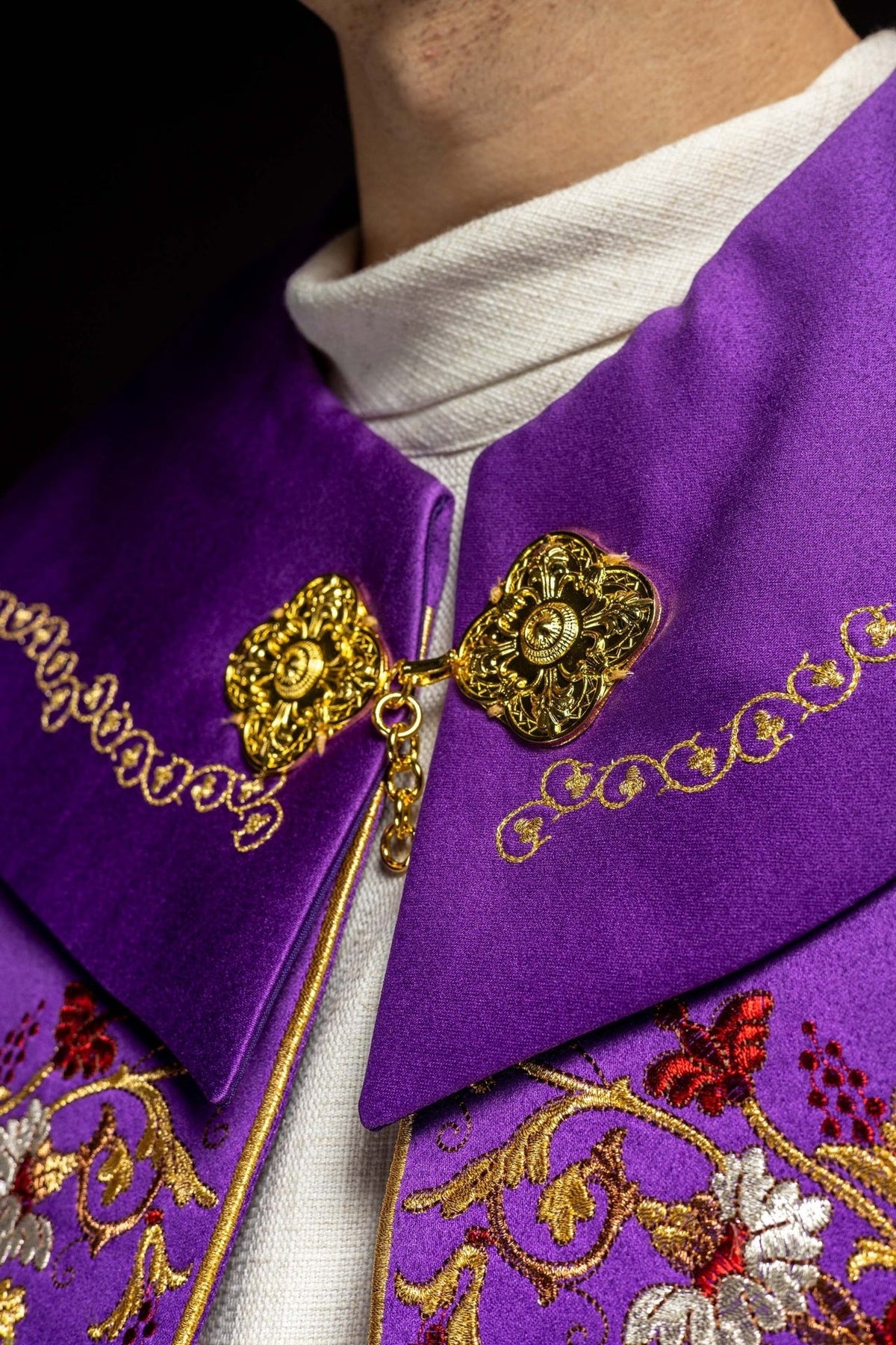 Kapa eucharystyczna monogram PX w kolorze fioletowym - SZATYLITURGICZNE.PL
