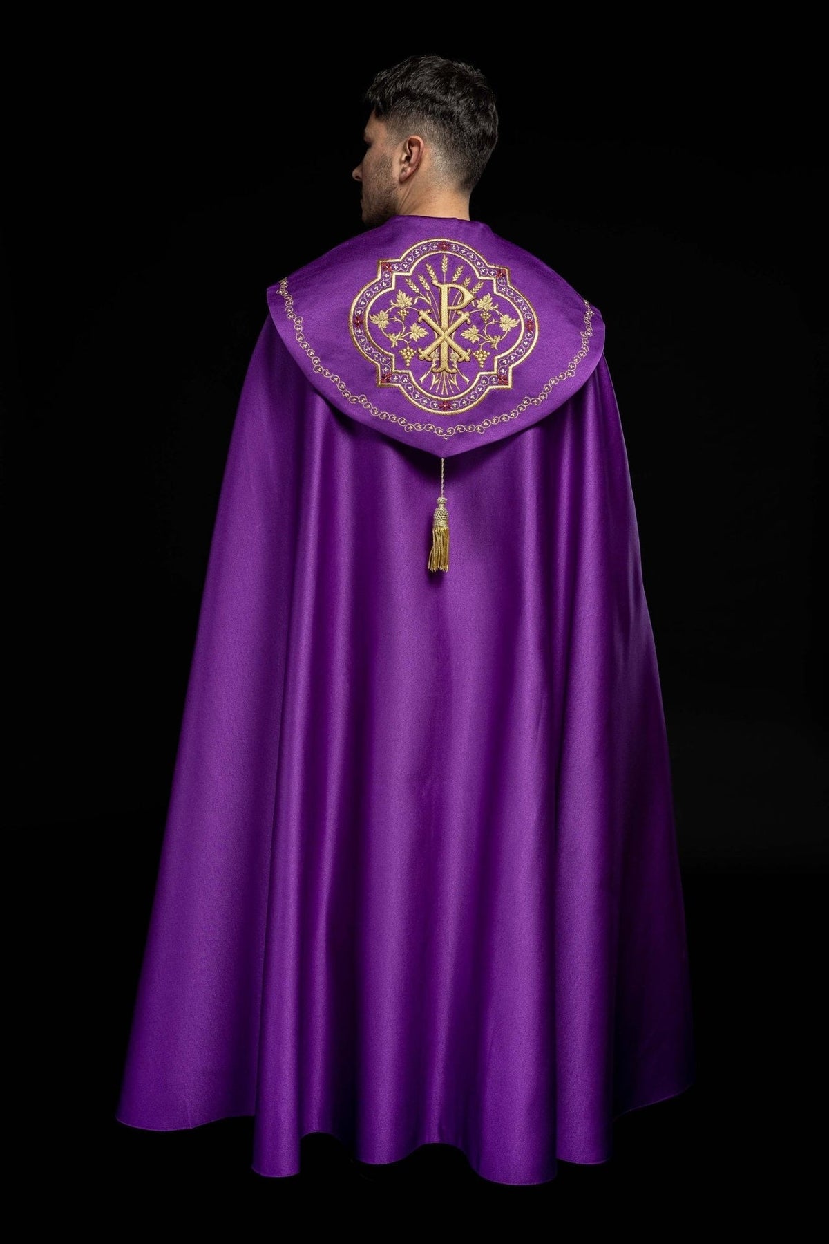 Kapa eucharystyczna monogram PX w kolorze fioletowym - SZATYLITURGICZNE.PL