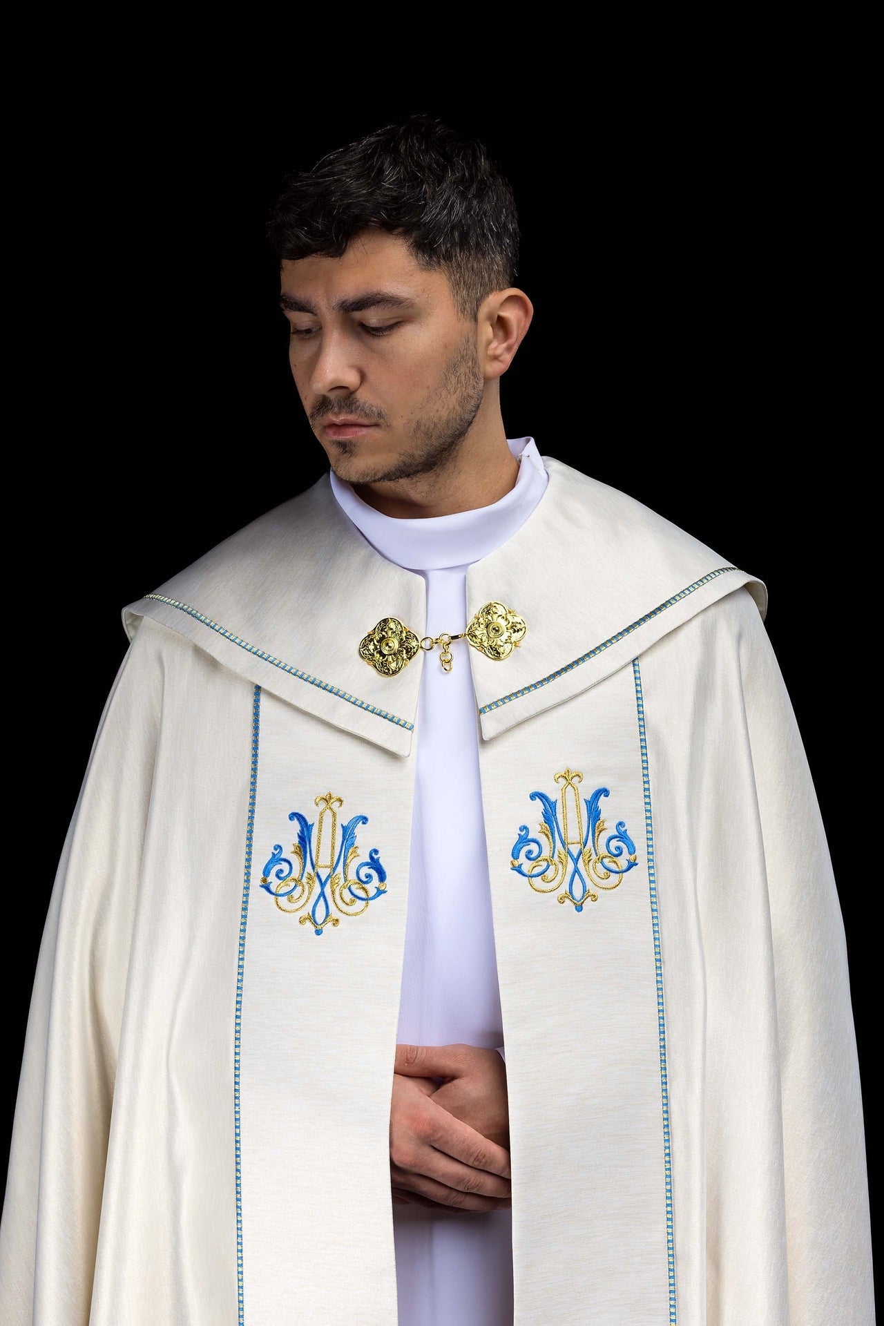 Kapa haftowana Maryjna Ecru - SZATYLITURGICZNE.PL