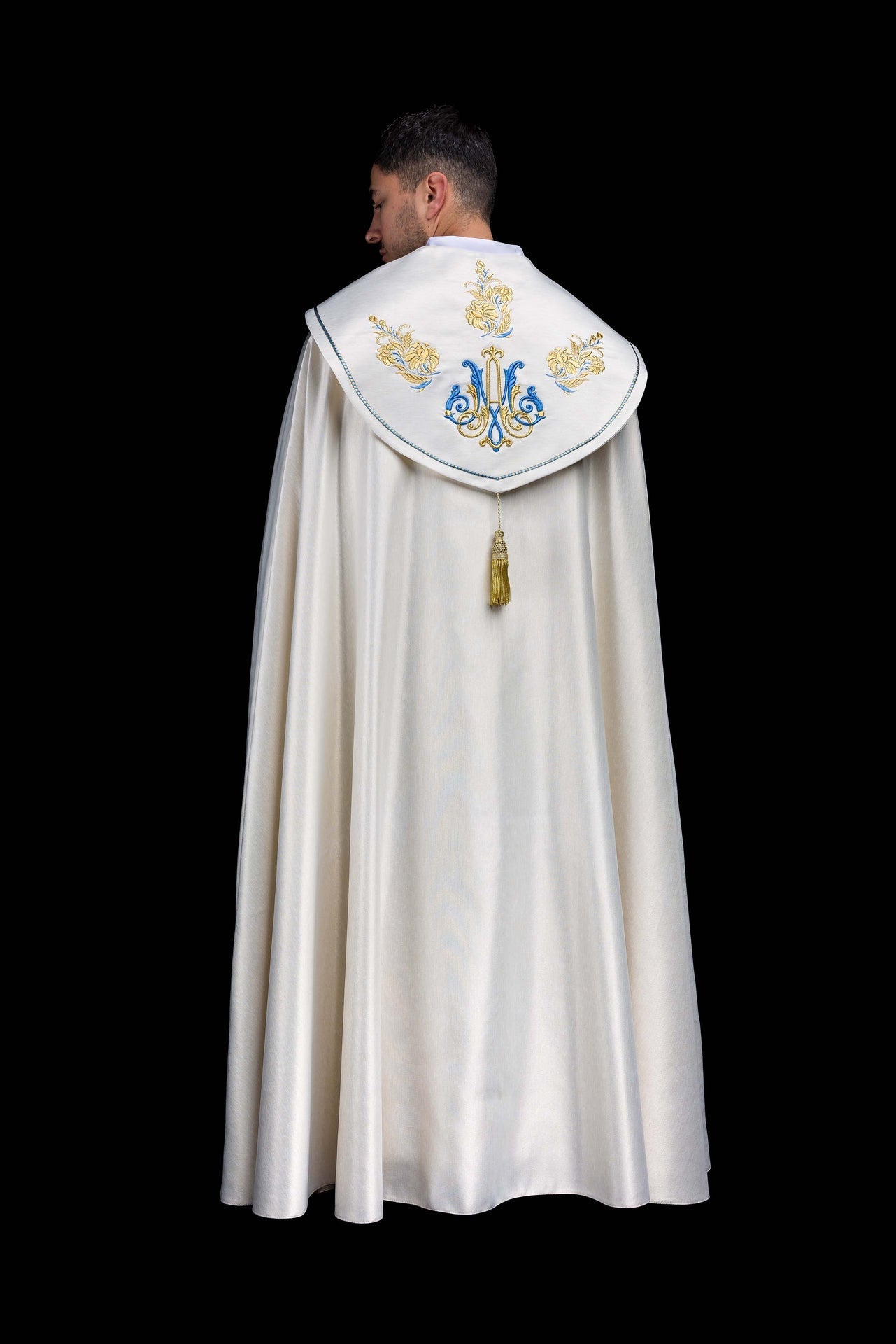 Kapa haftowana Maryjna Ecru - SZATYLITURGICZNE.PL
