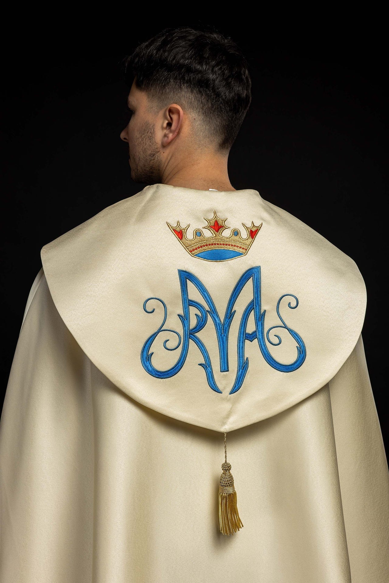 Kapa haftowana Maryjna Ecru - SZATYLITURGICZNE.PL